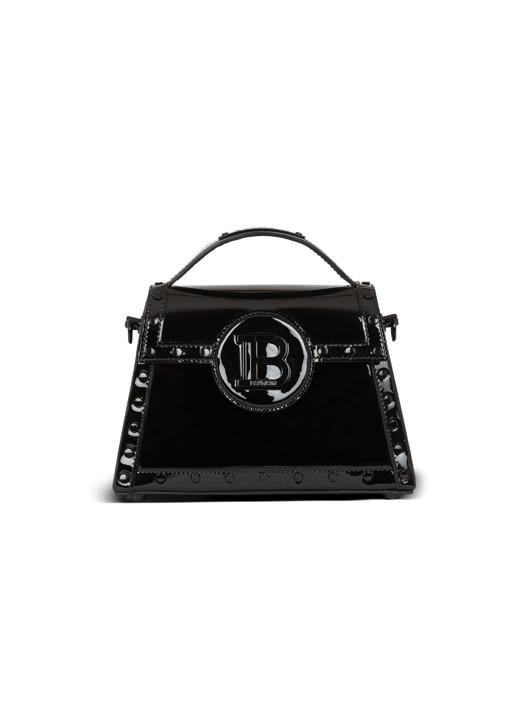 Sac B Buzz Dynasty en cuir verni noir Femme BALMAIN