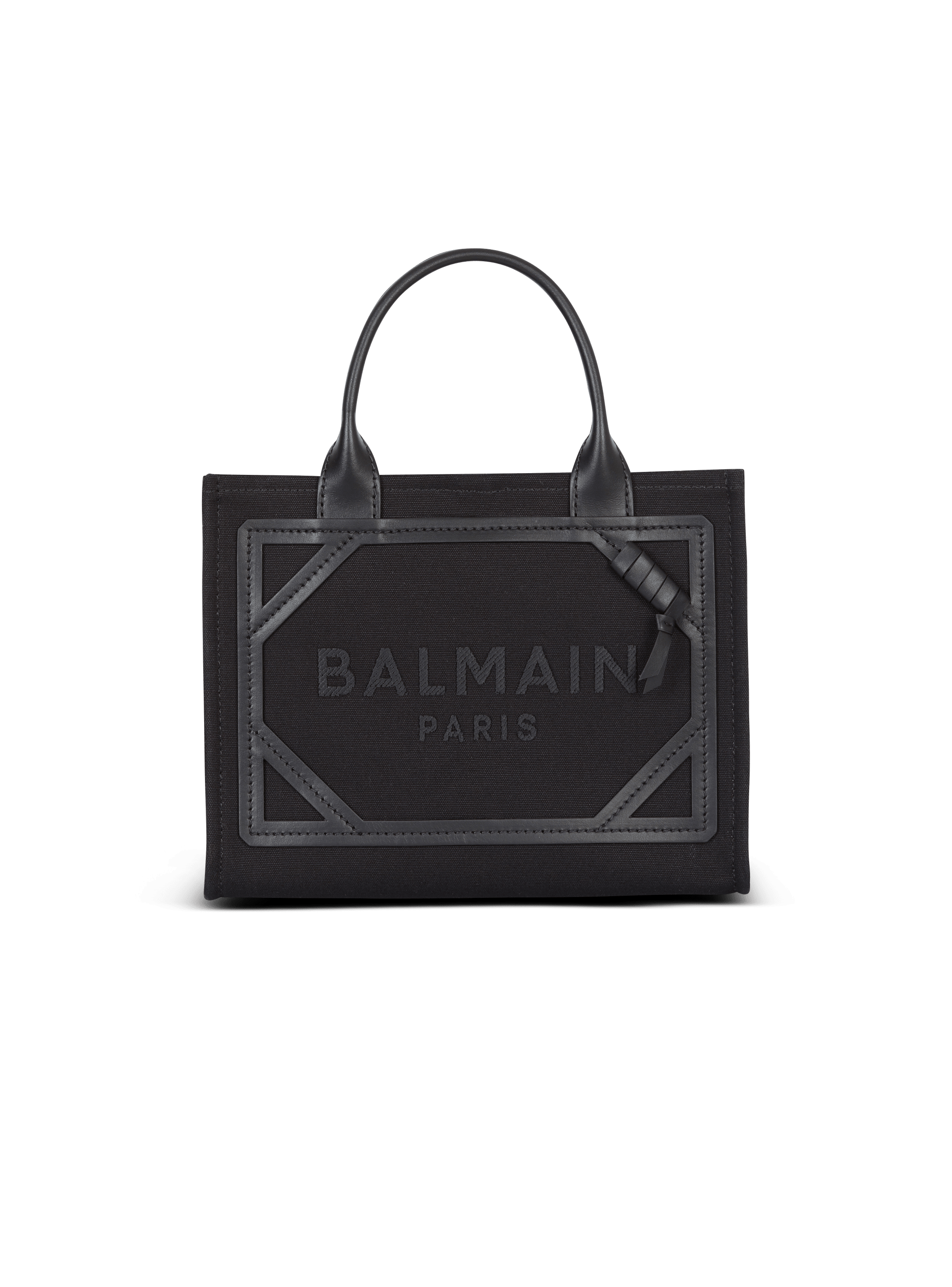 B-Army canvas and leather tote bag black - Women | BALMAIN