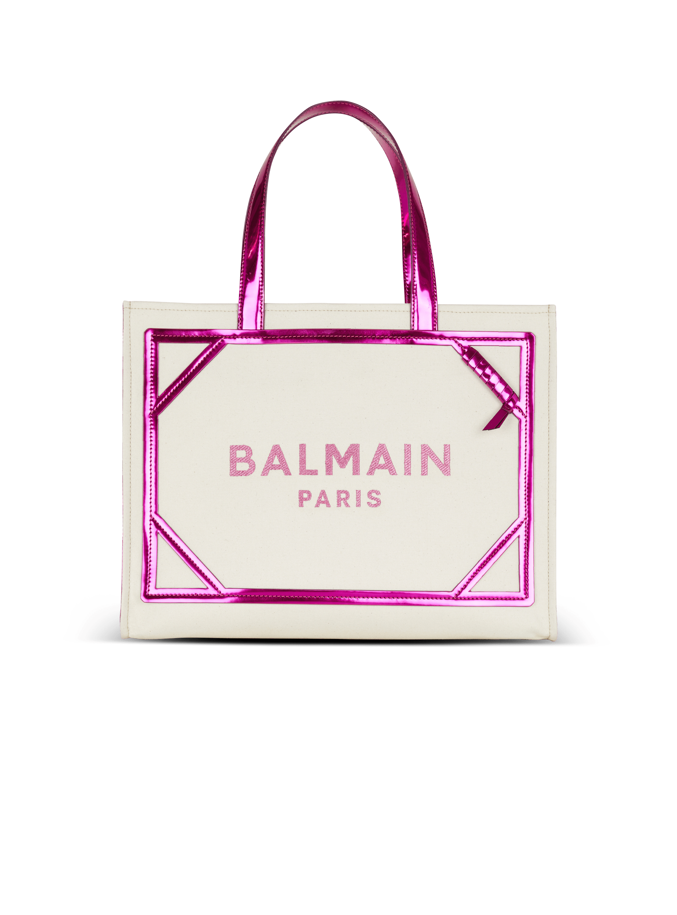 Balmain - B-Army 42 Tote Bag in Canvas and Mirror-Effect Leather