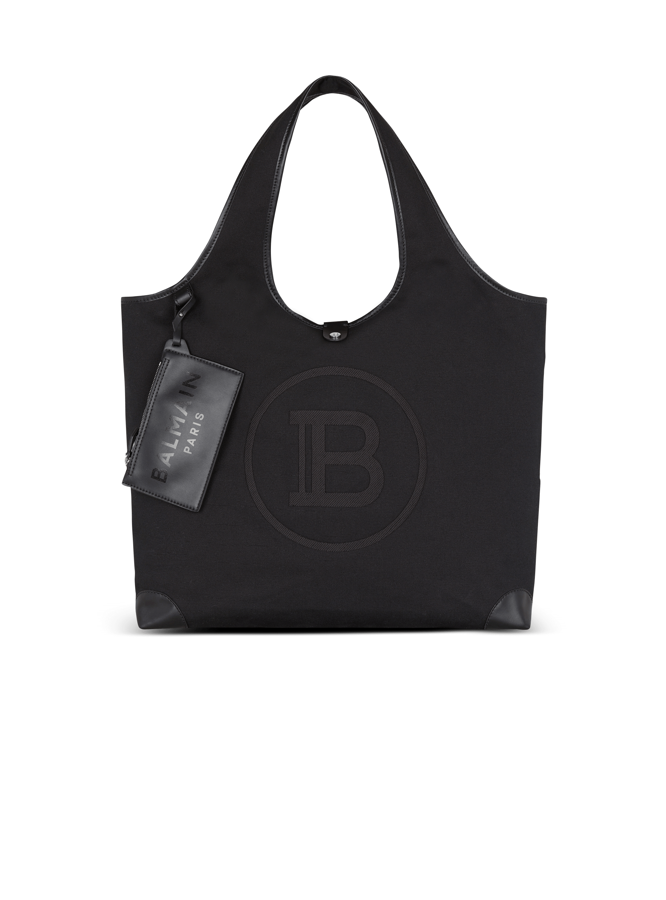 Balmain B-army Medium Logo Shopper Tote In Black White