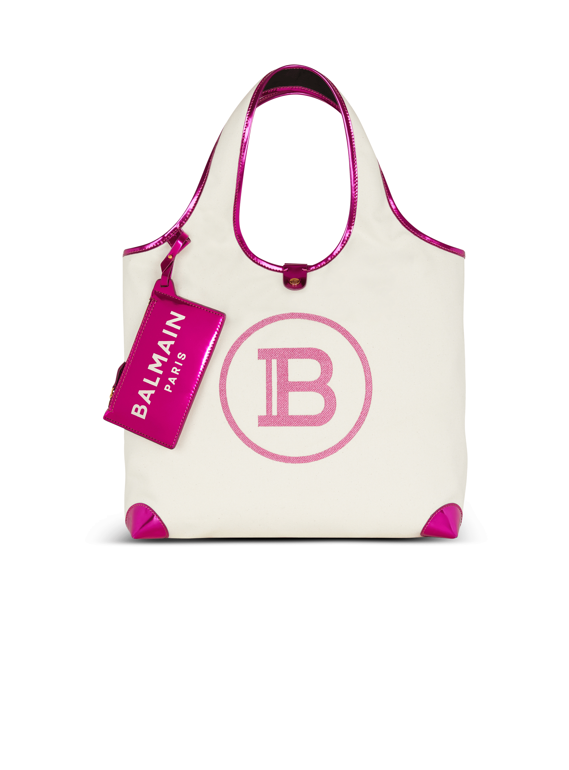 Mirror-effect leather and canvas Grocery Bag