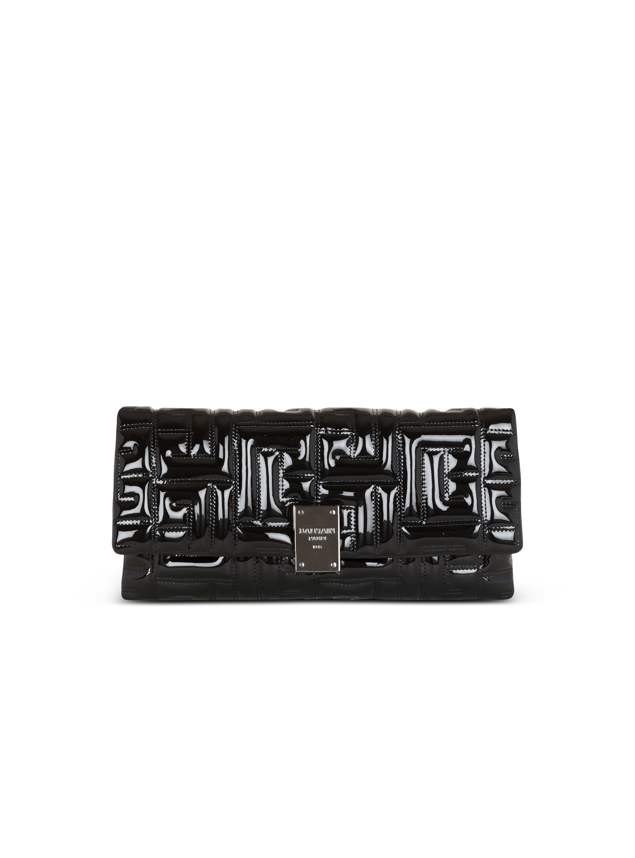 1945 Soft clutch bag in patent leather black Women BALMAIN