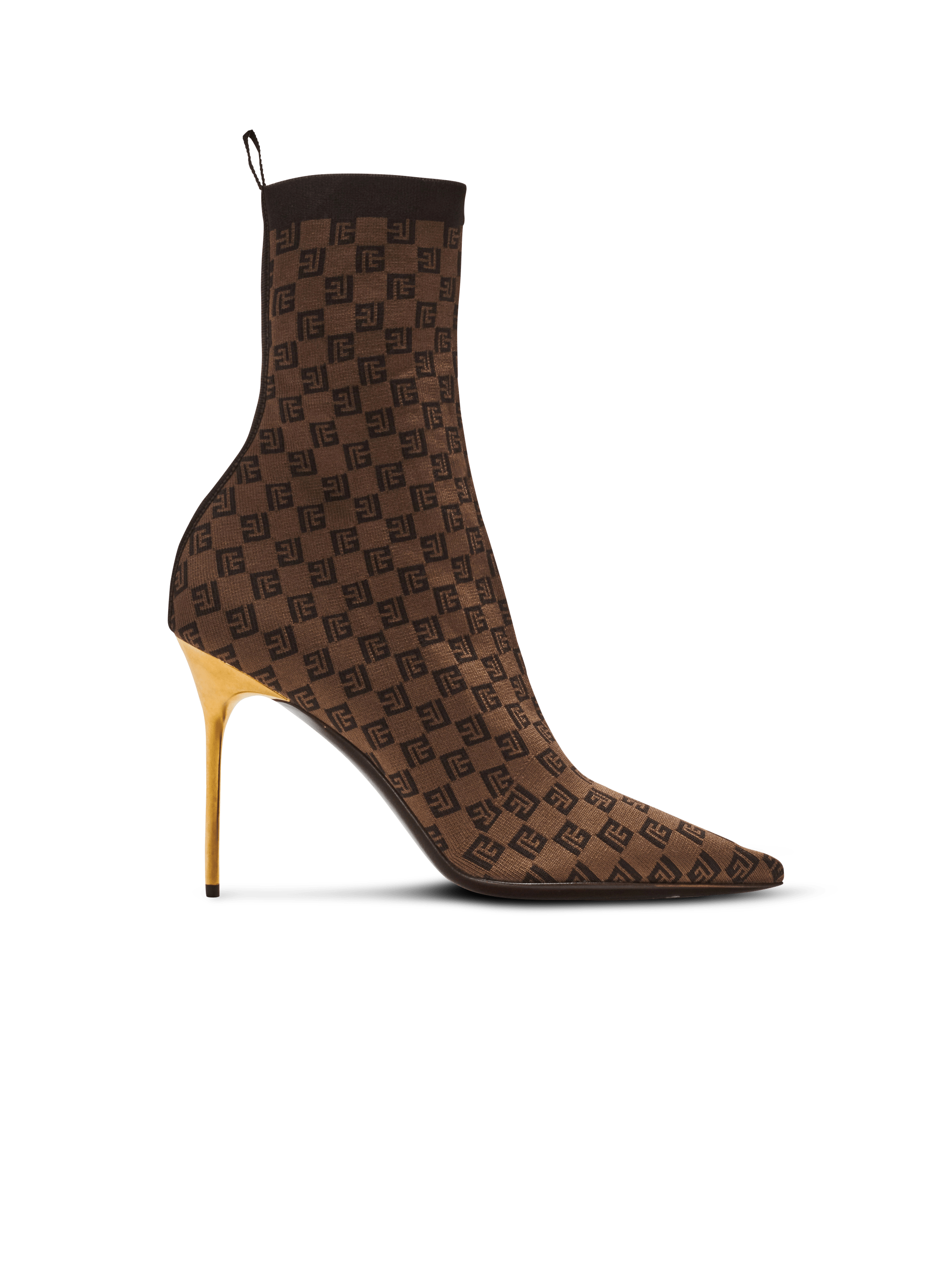 Stretch Skye knit ankle boots brown - Women | BALMAIN