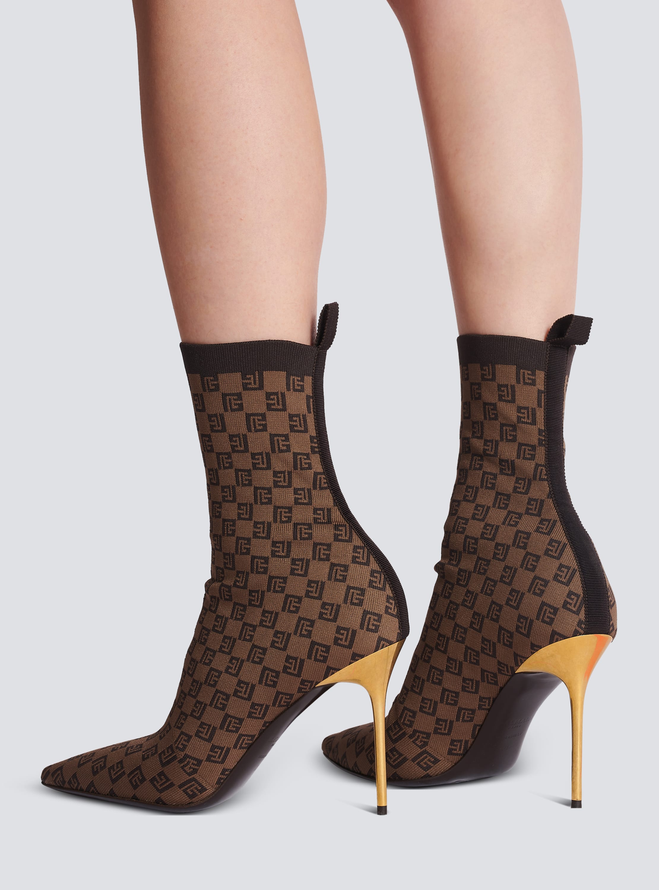 Stretch Skye knit ankle boots brown - Women | BALMAIN