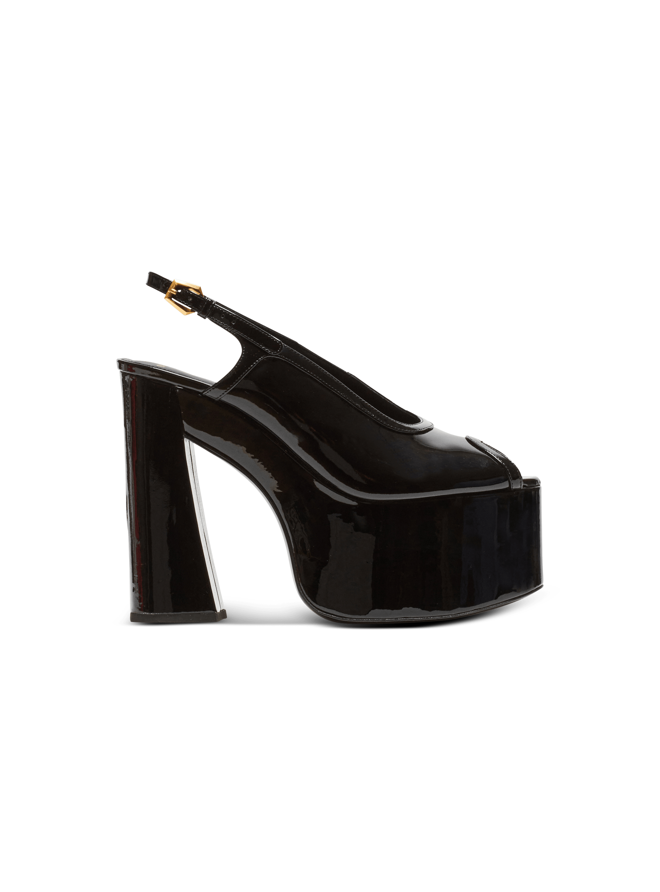 Cam sandals in patent leather, black, hi-res