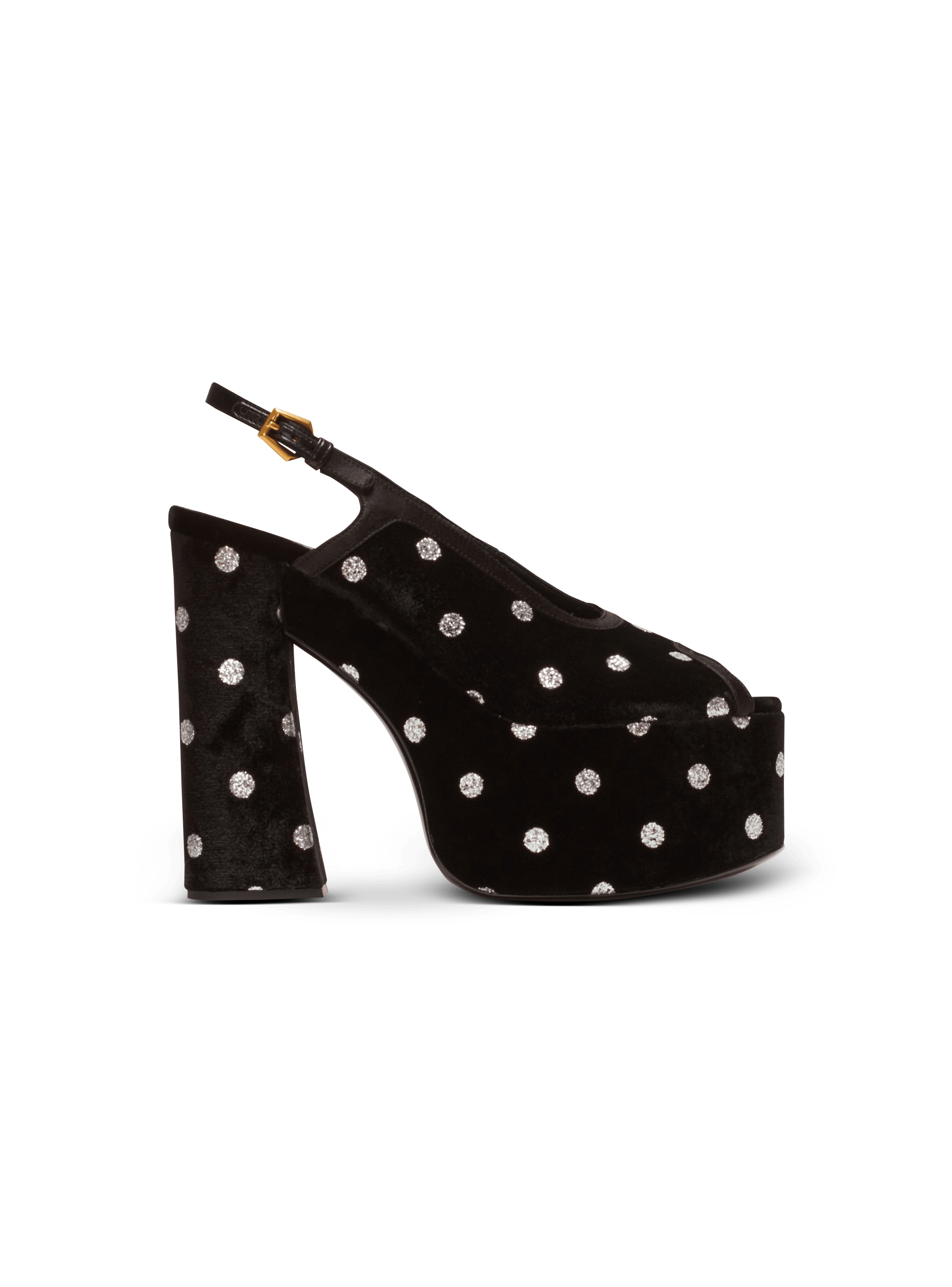 Cam sandals in velvet with polka dots