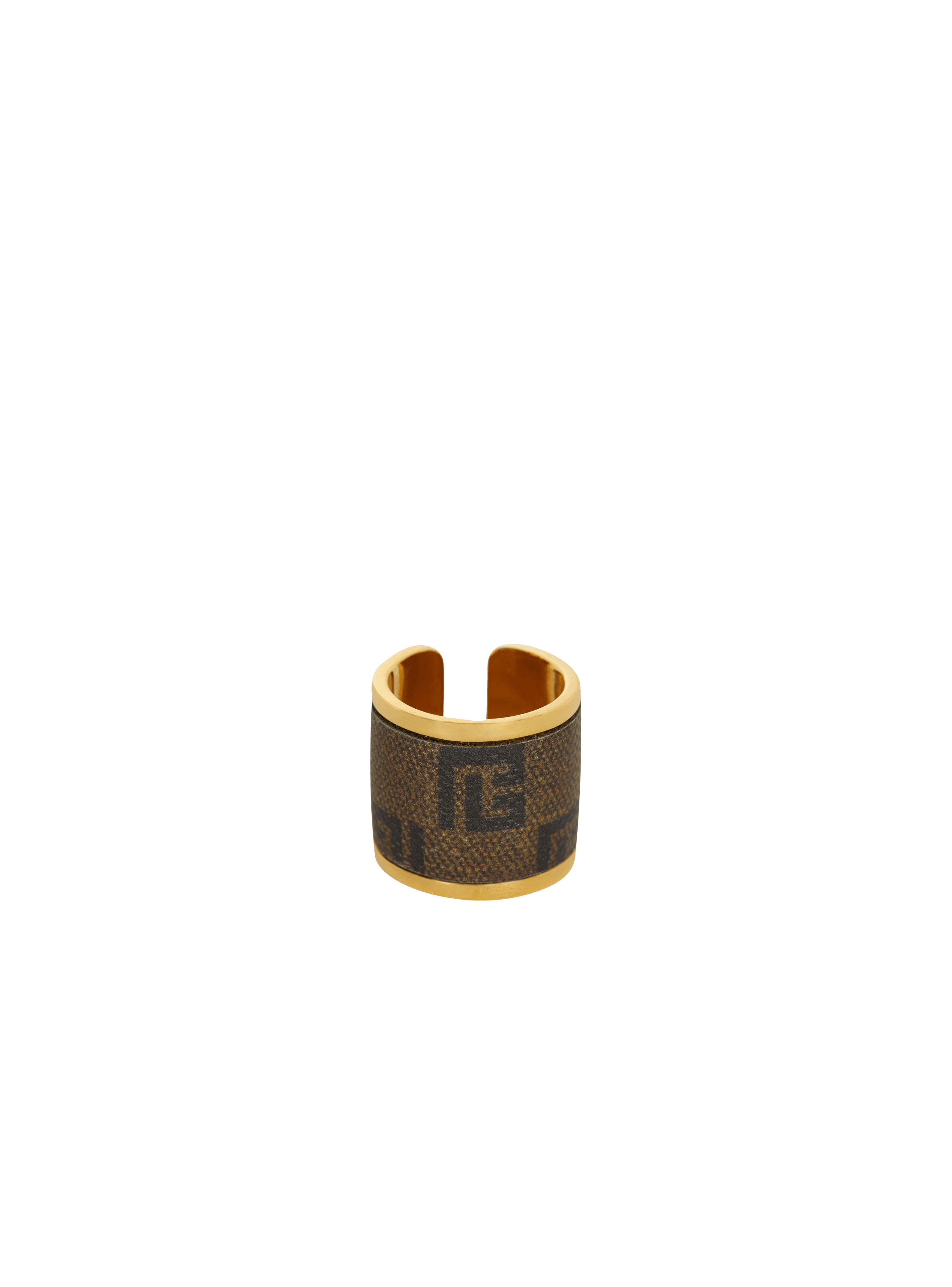 Ring aus Metall und Wachstuch mit Mini-Monogramm