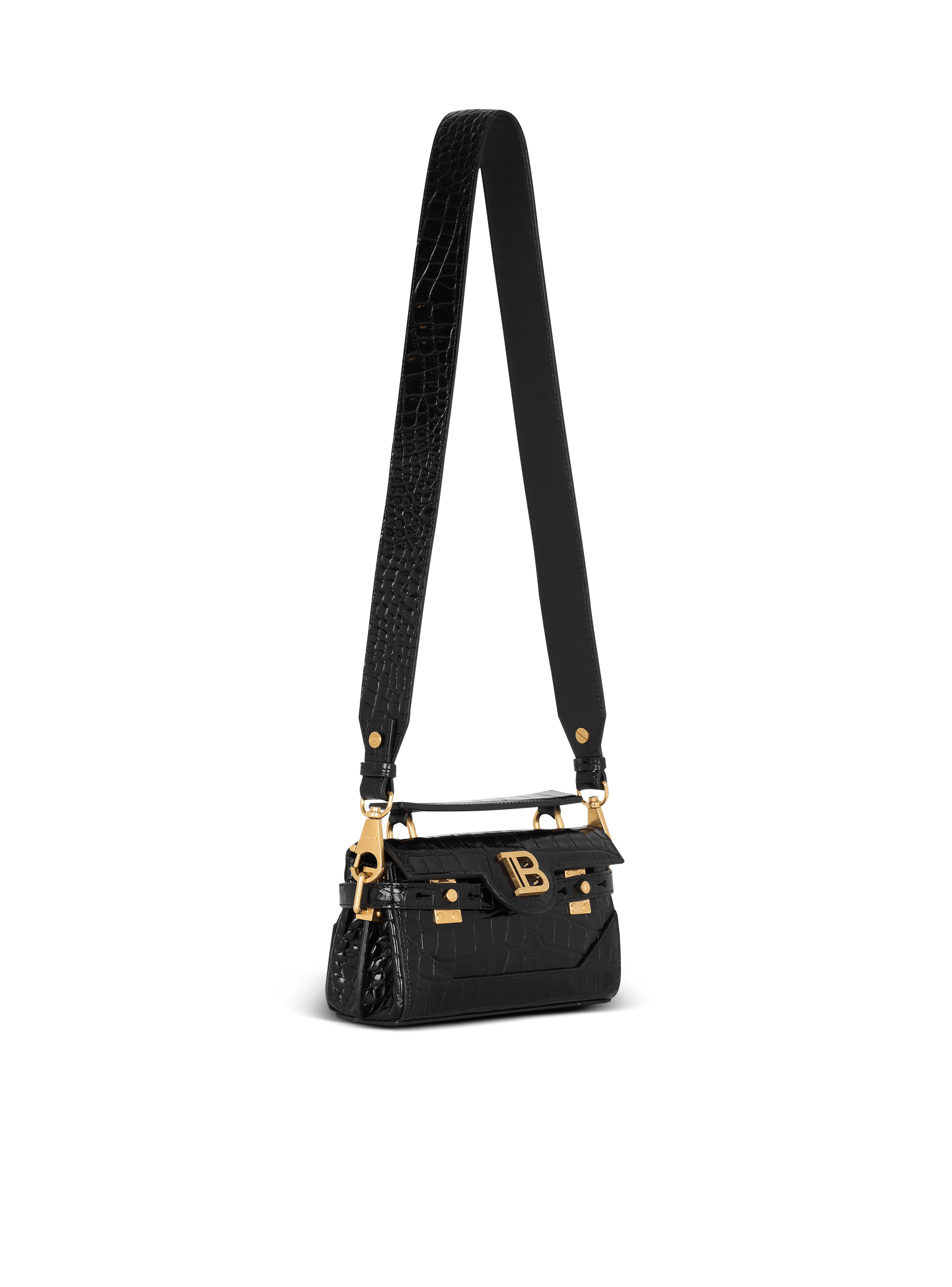 B Buzz 19 bag in crocodile print leather