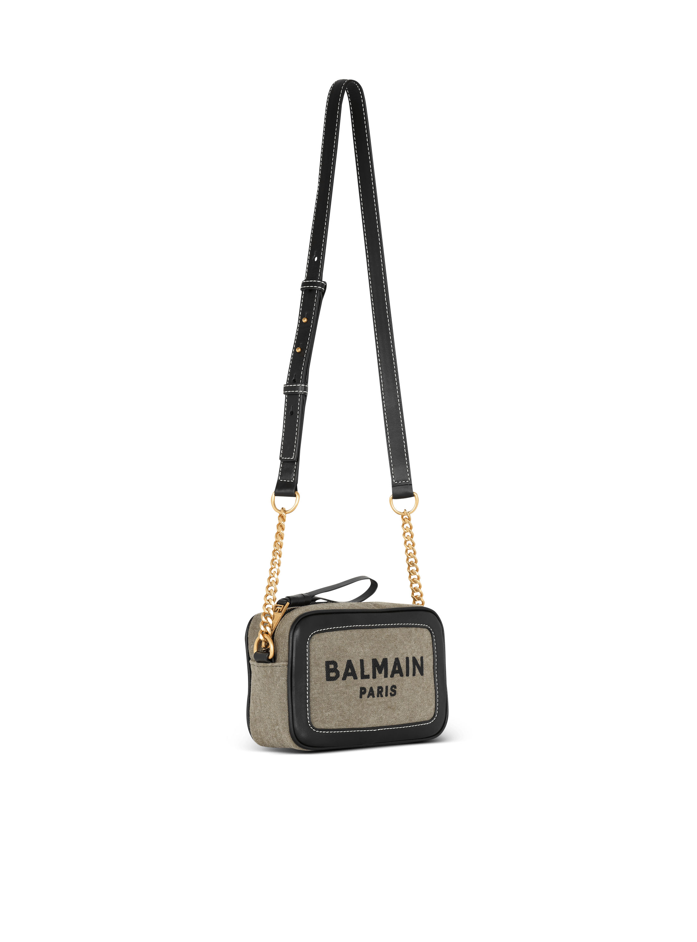 B-Army canvas and leather clutch