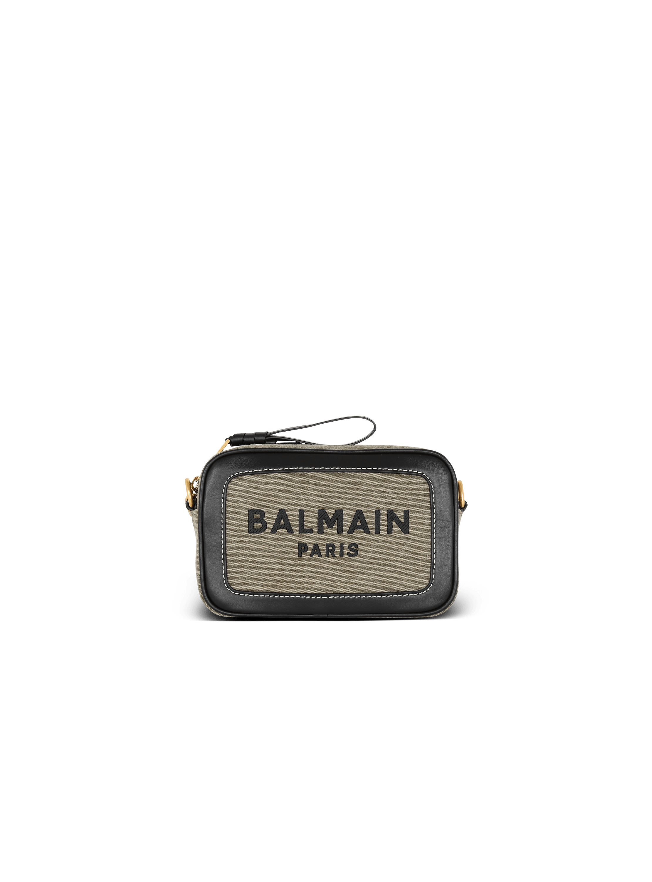 B-Army canvas and leather clutch khaki - Women | BALMAIN