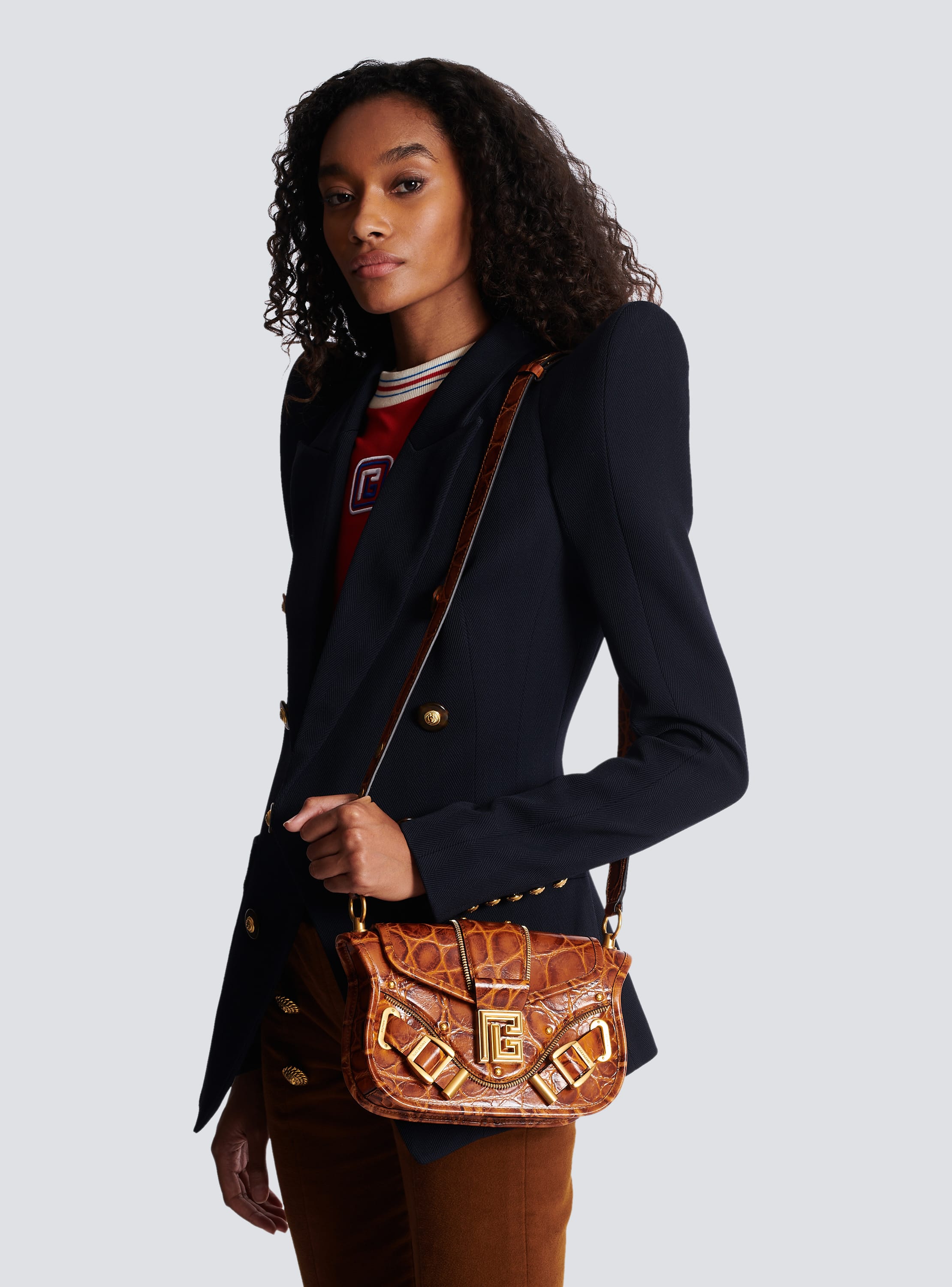 Blaze bag in crocodile-print leather brown - Women