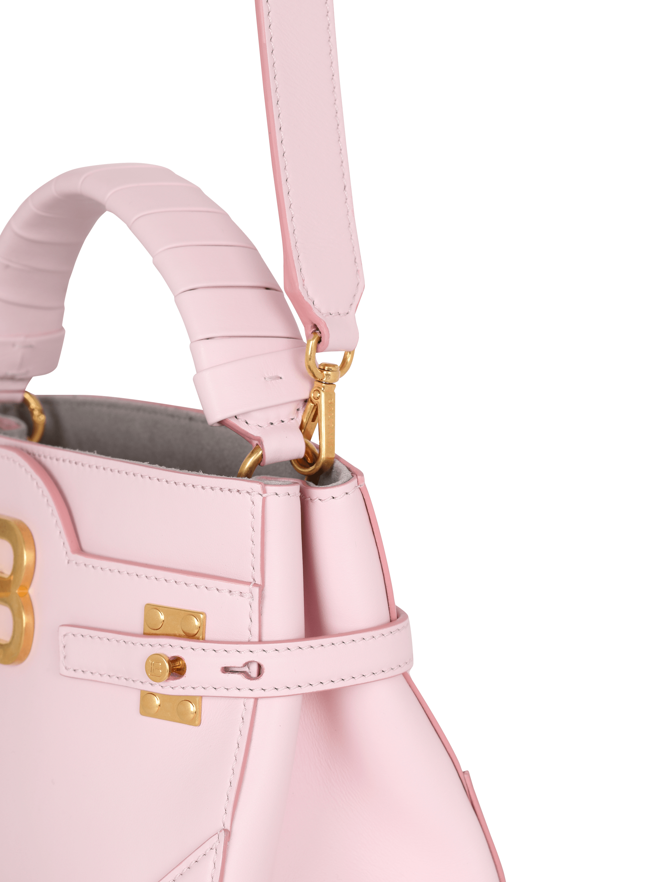 BALMAIN: B-Buzz 22 bag in leather - Pink  Balmain handbag BN1DA797LAVE  online at