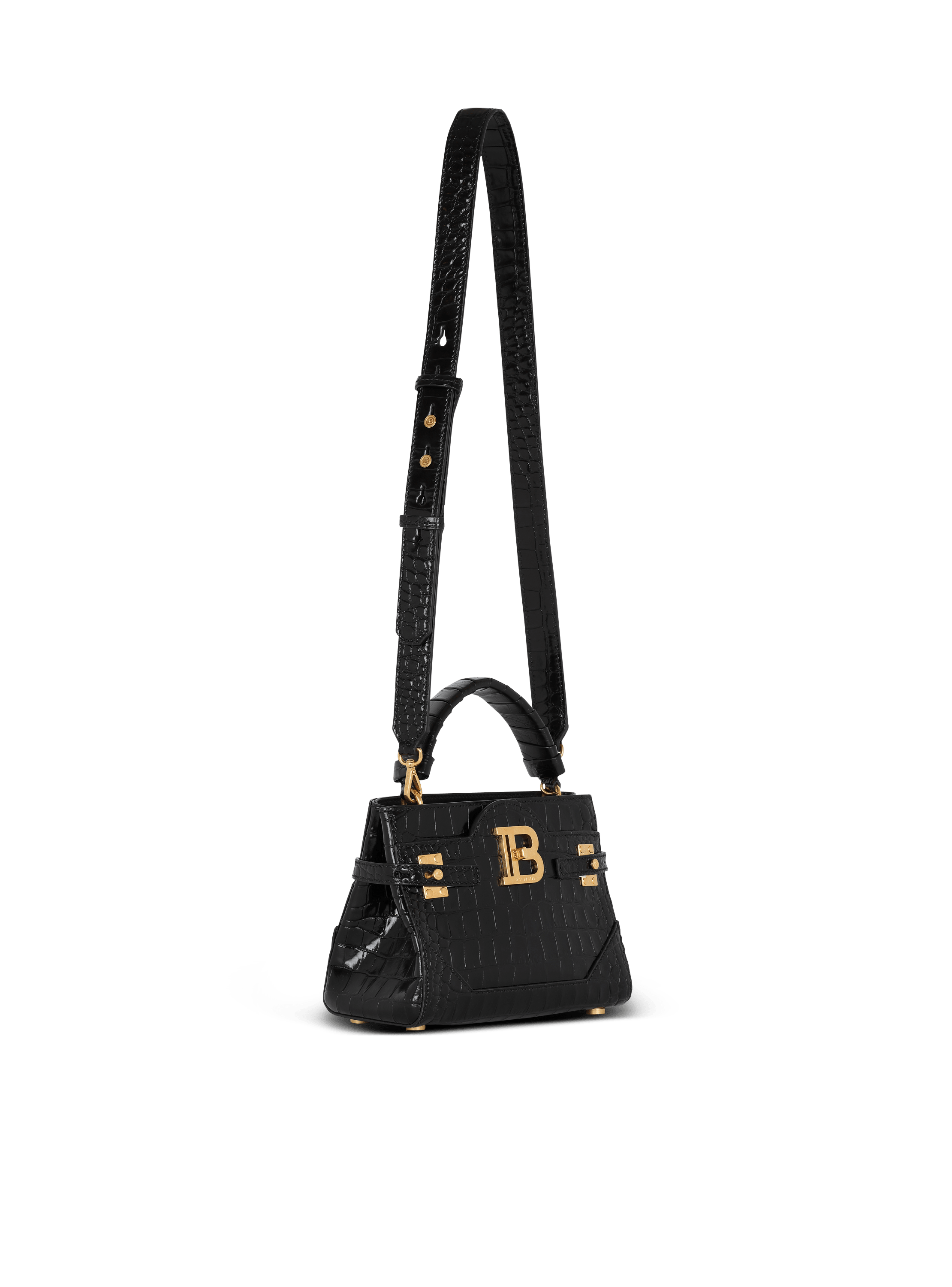 Medium Crocodile-print leather Bouba bag , olive green