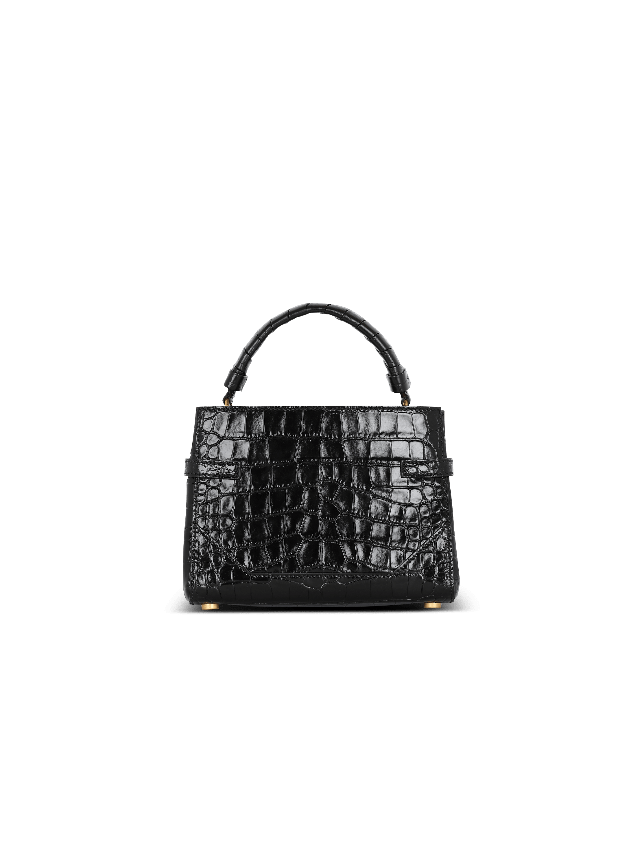 B Buzz 22 top handle bag in crocodile print leather