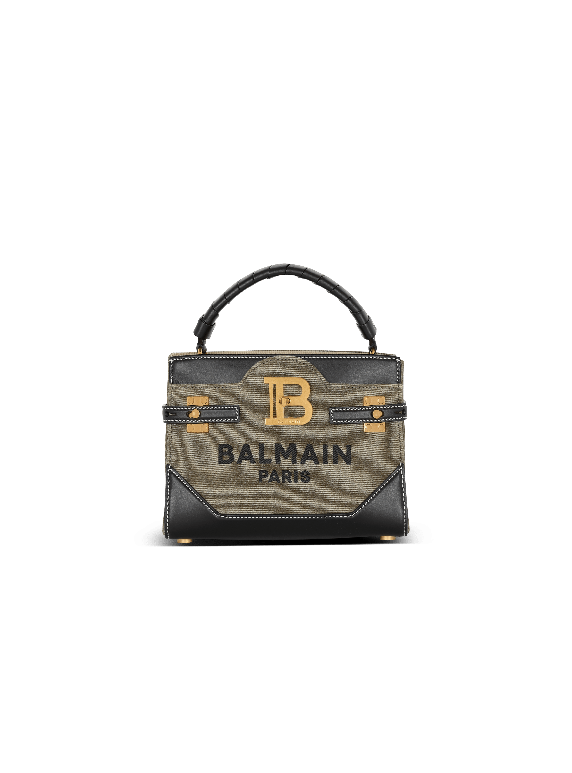 B-Buzz22顶部手柄帆布和皮革手袋- Women | BALMAIN