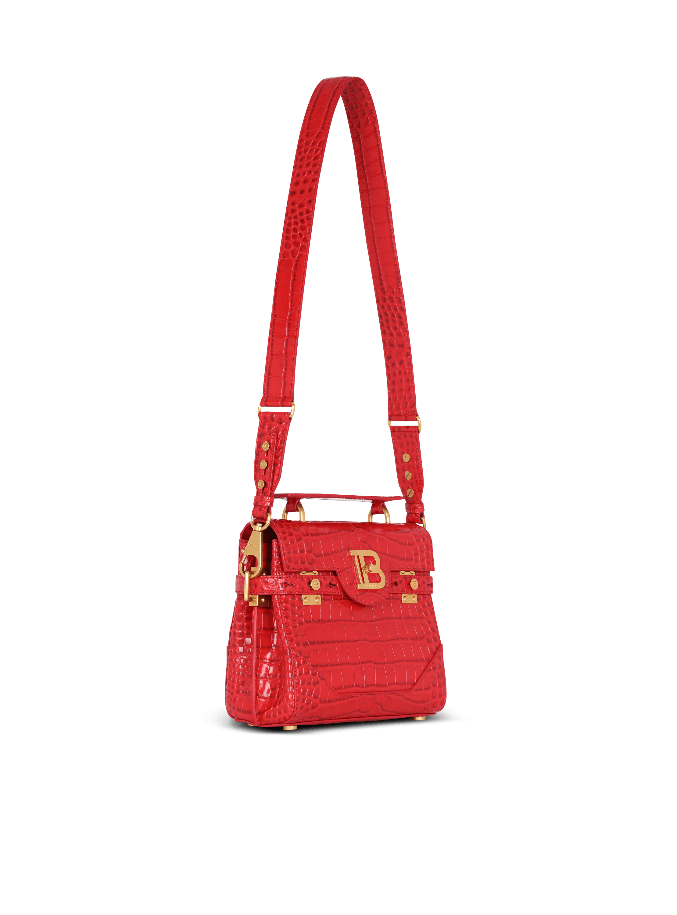 B-Buzz mini bag in crocodile-print leather red - Women