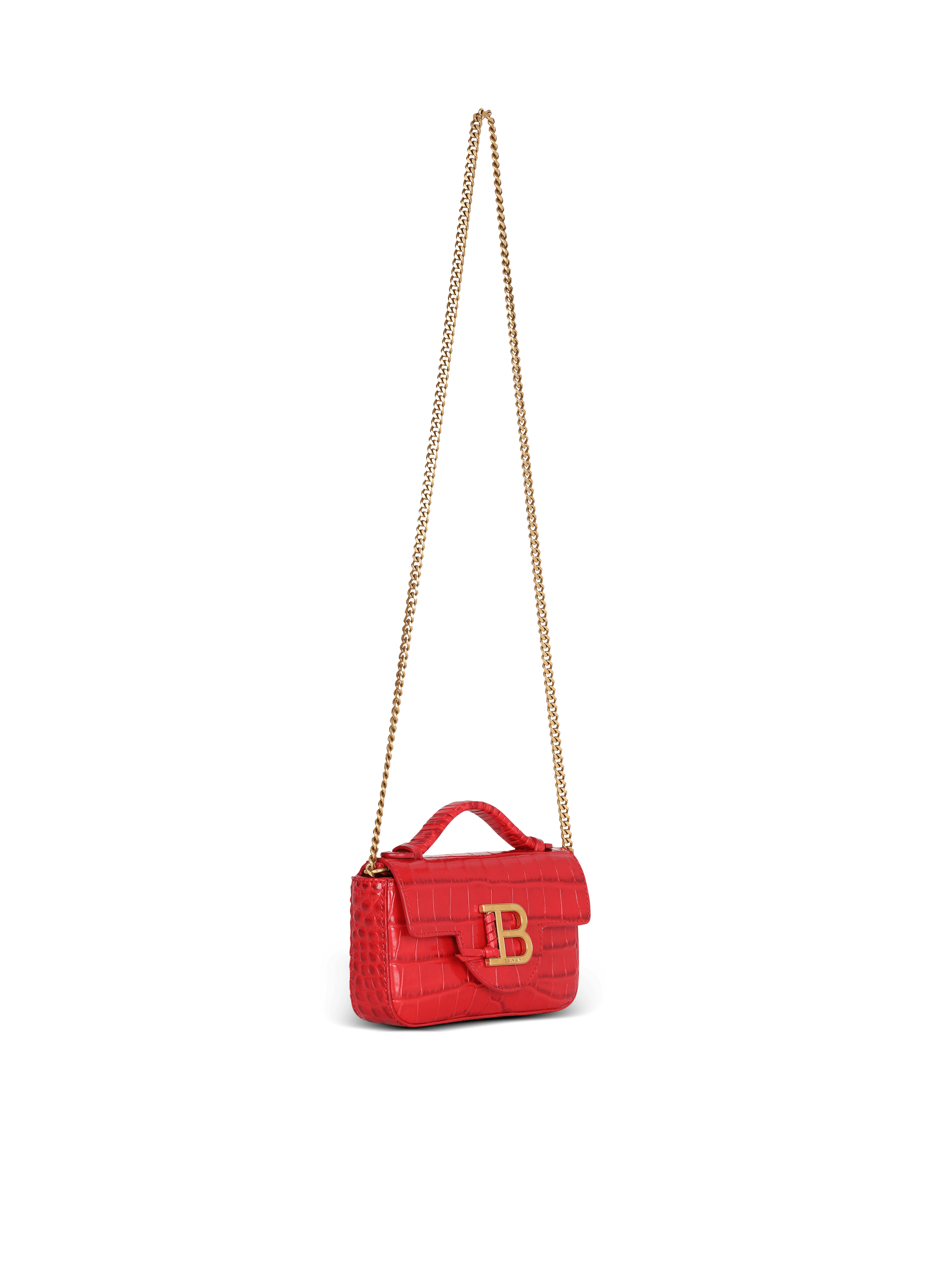 B-Buzz mini bag in crocodile-print leather red - Women