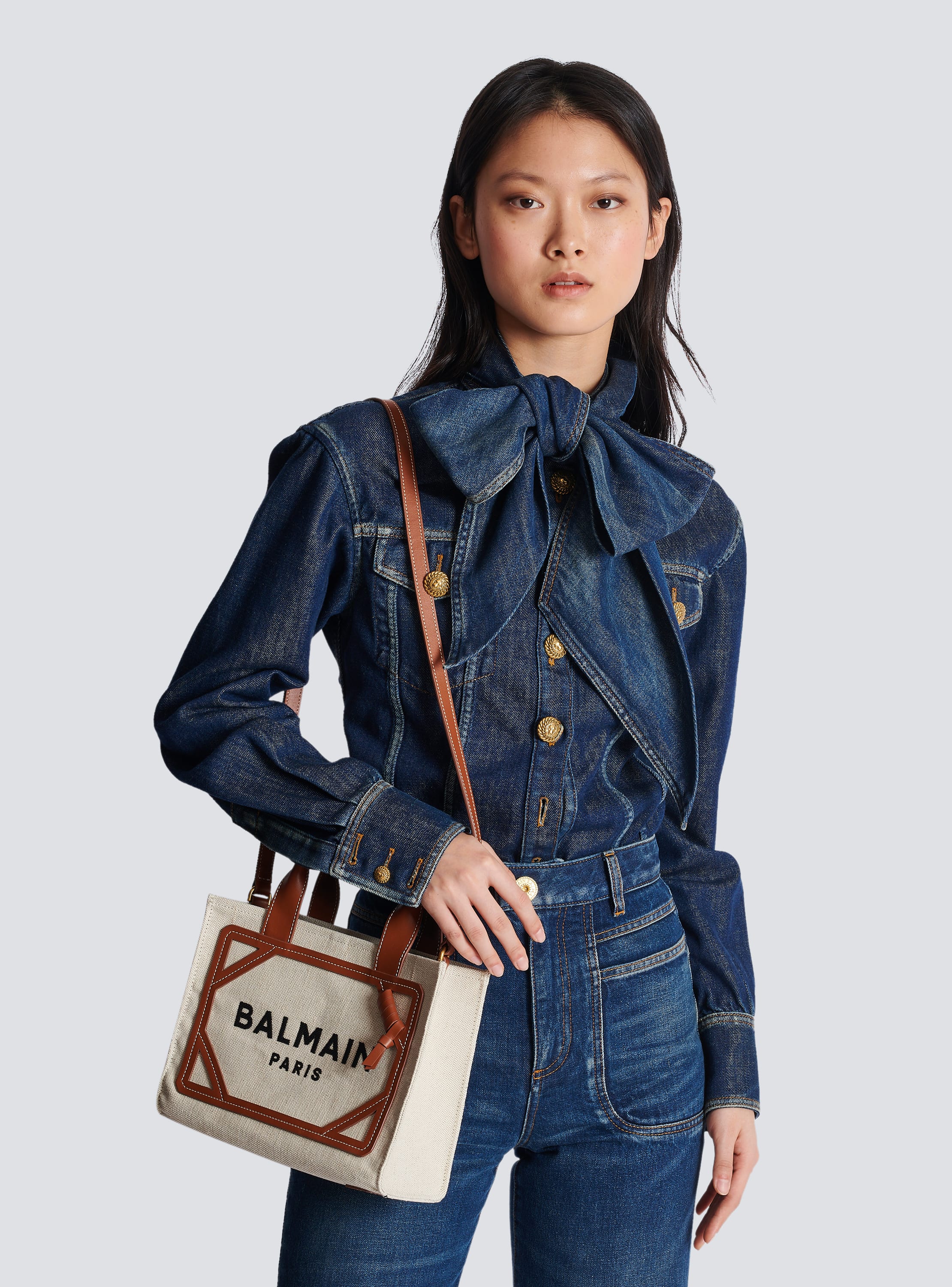 Balmain B-Army Small Canvas Tote Bag