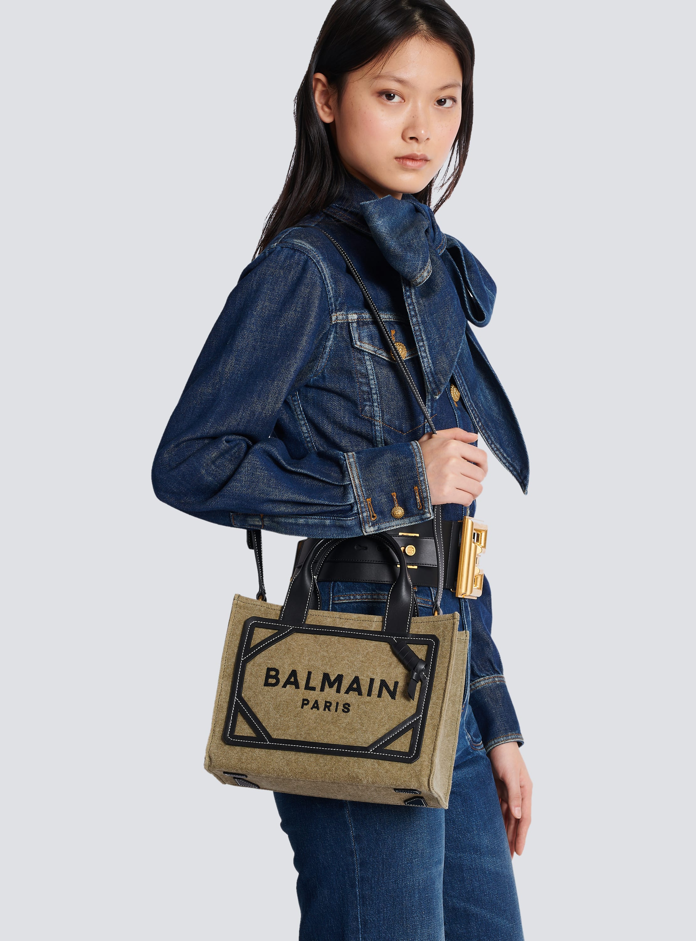 Balmain B-Army Small Canvas Tote Bag