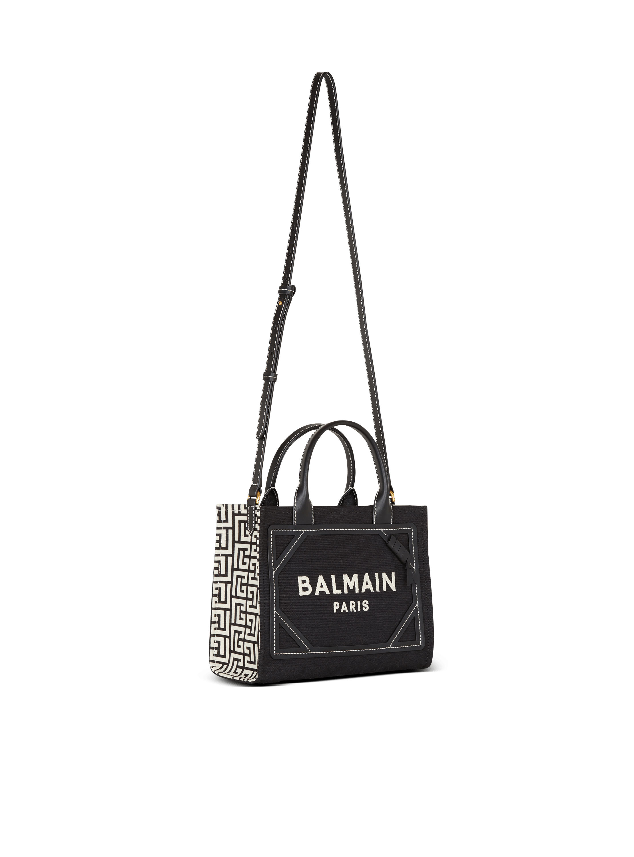 B-Army 42 monogrammed canvas and smooth leather tote bag black