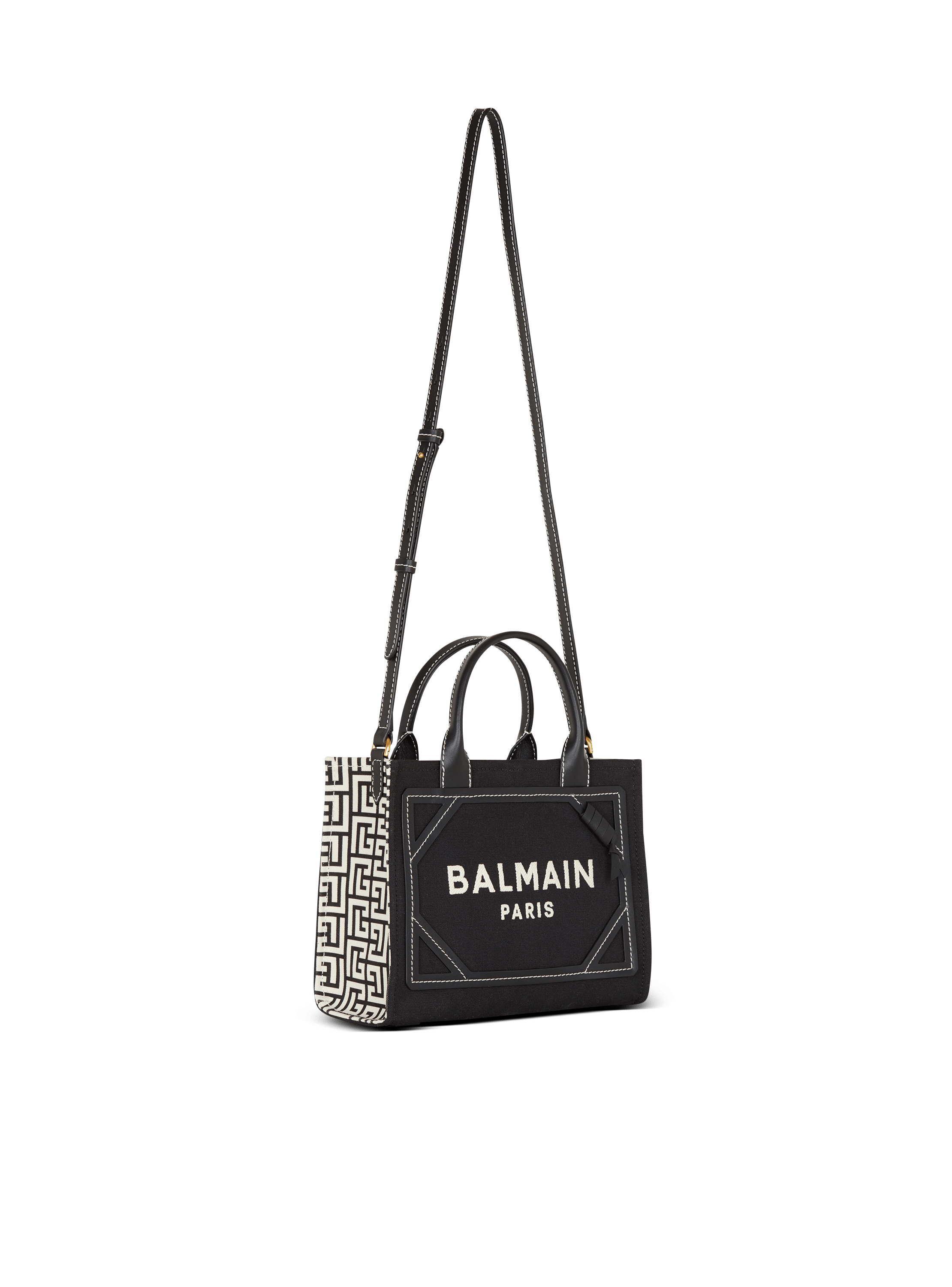 Borsa Shopper B-Army in tela con monogramma e pelle liscia