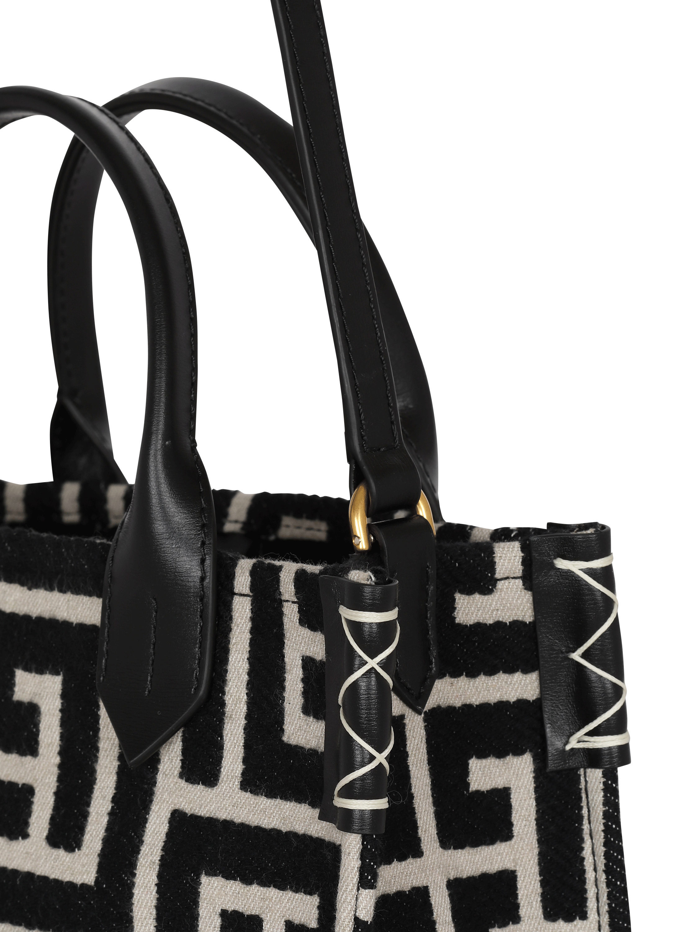 B-Army monogrammed jacquard and leather tote bag black - Women