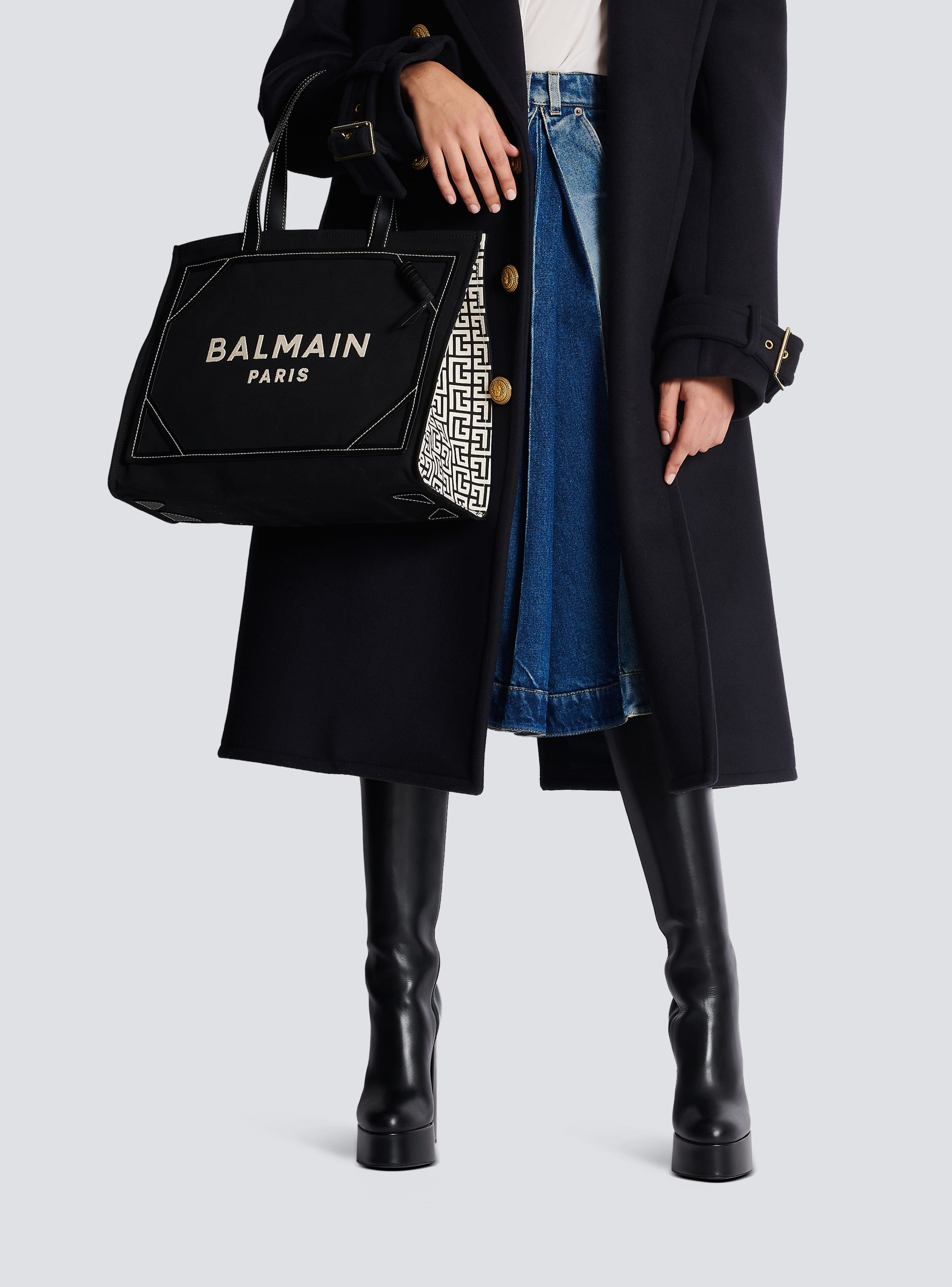 Balmain B-Army Small Canvas Tote Bag