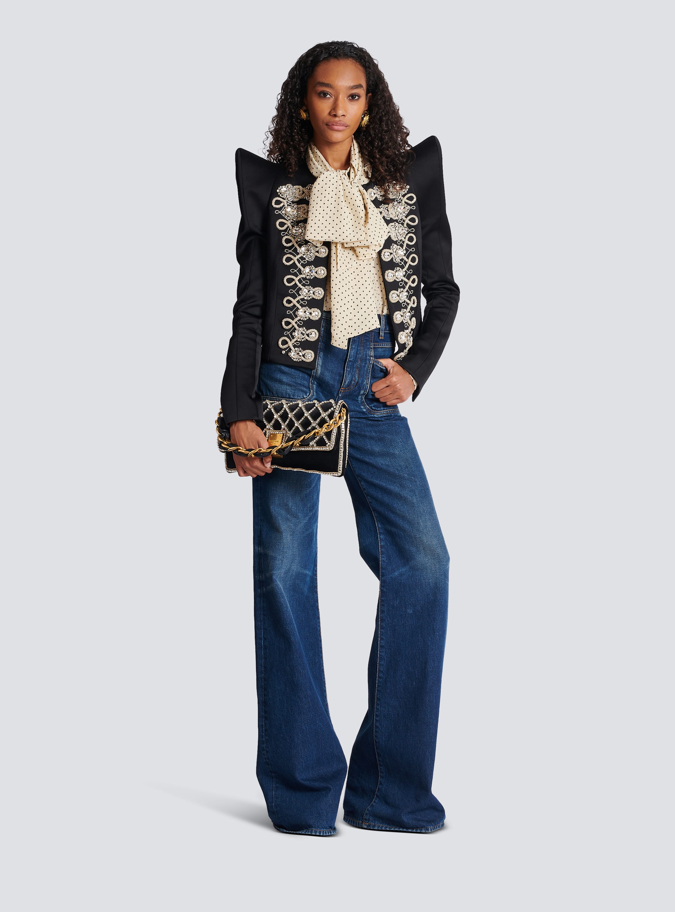 Balmain Monogram-embellished Straight-Leg Jeans