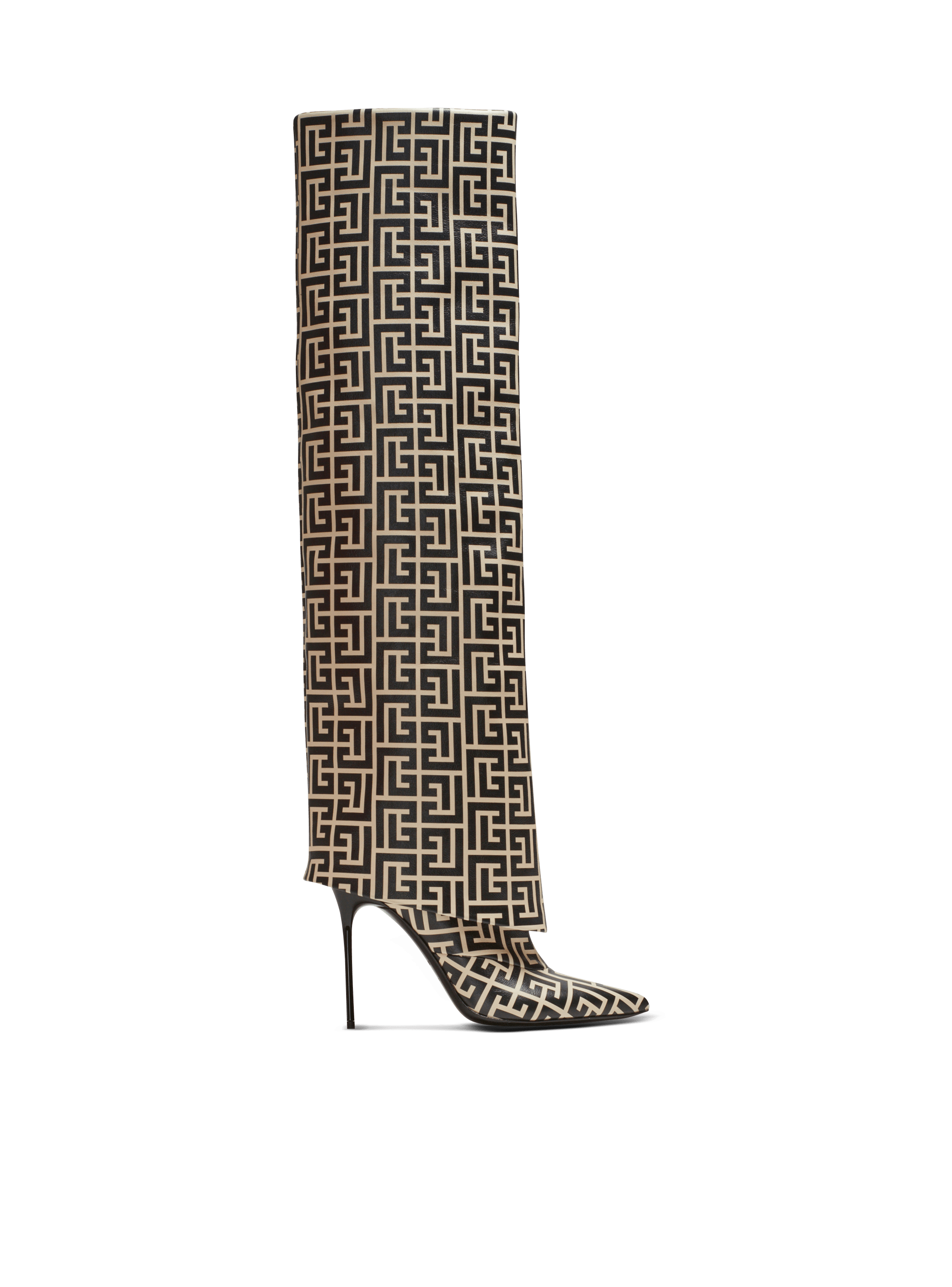 Ariel monogrammed leather boots black - Women | BALMAIN