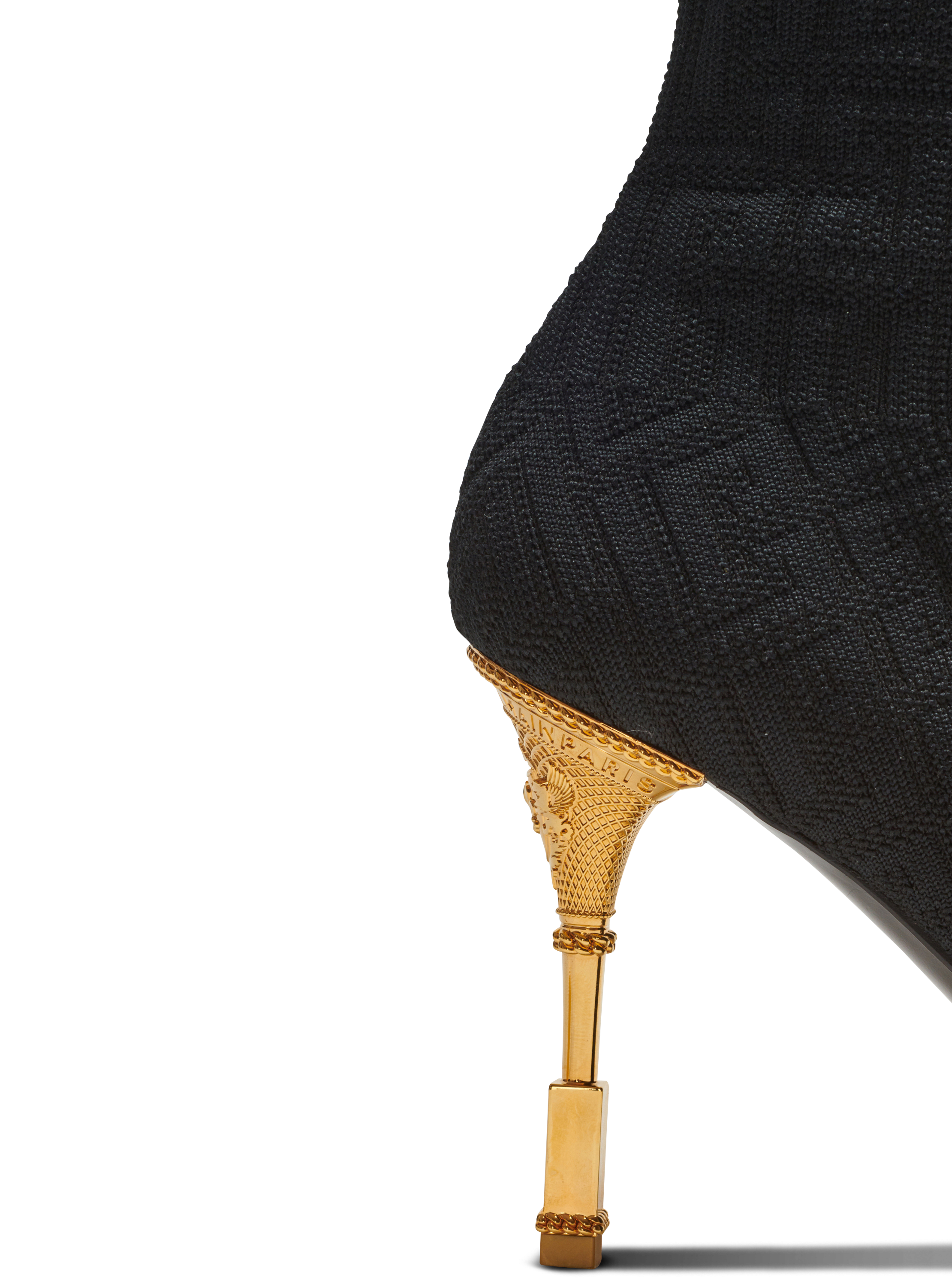 Moneta Monogram Mesh Over The Knee Boots in Black - Balmain