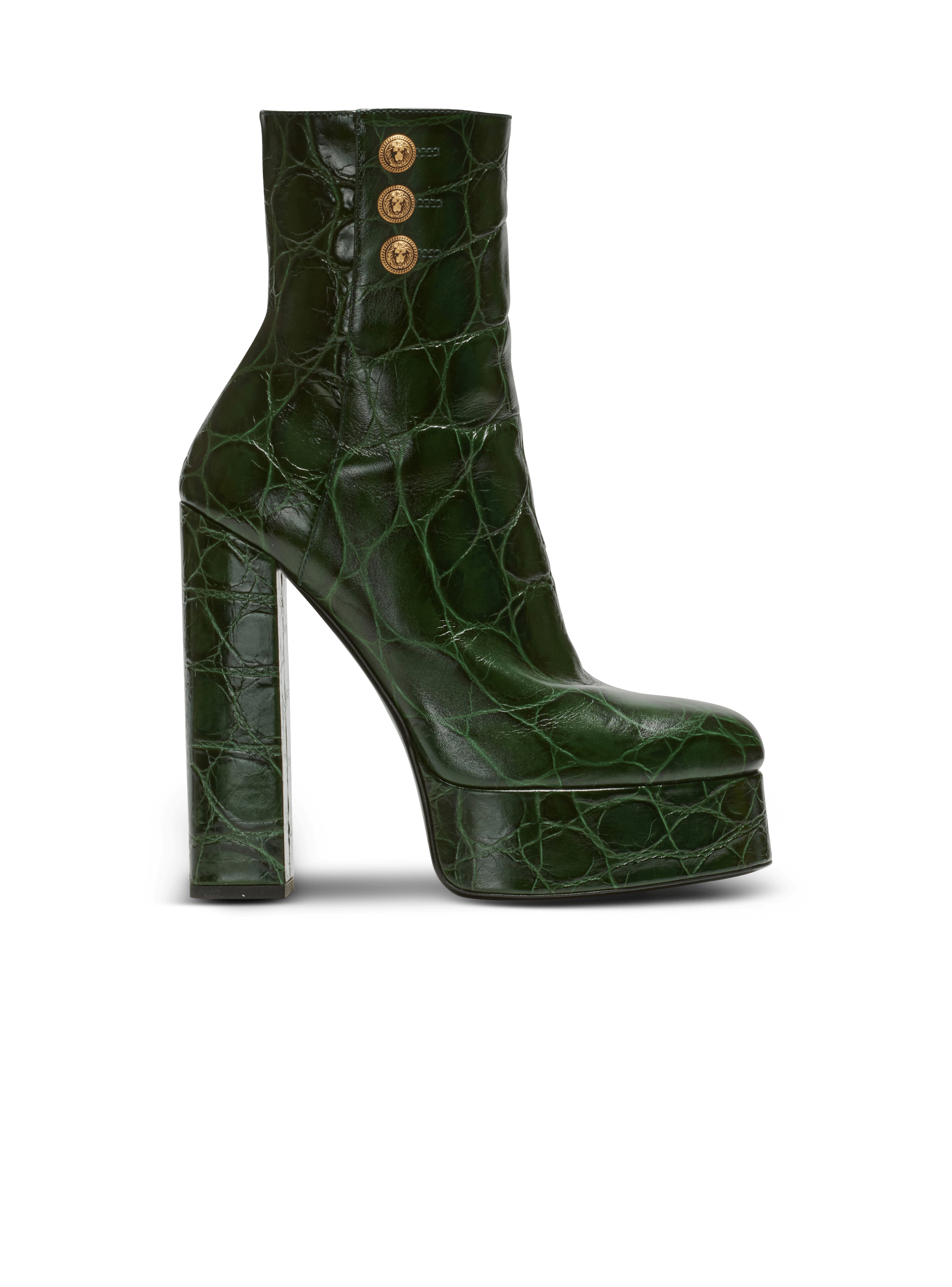 Brune crocodile-print leather ankle boots