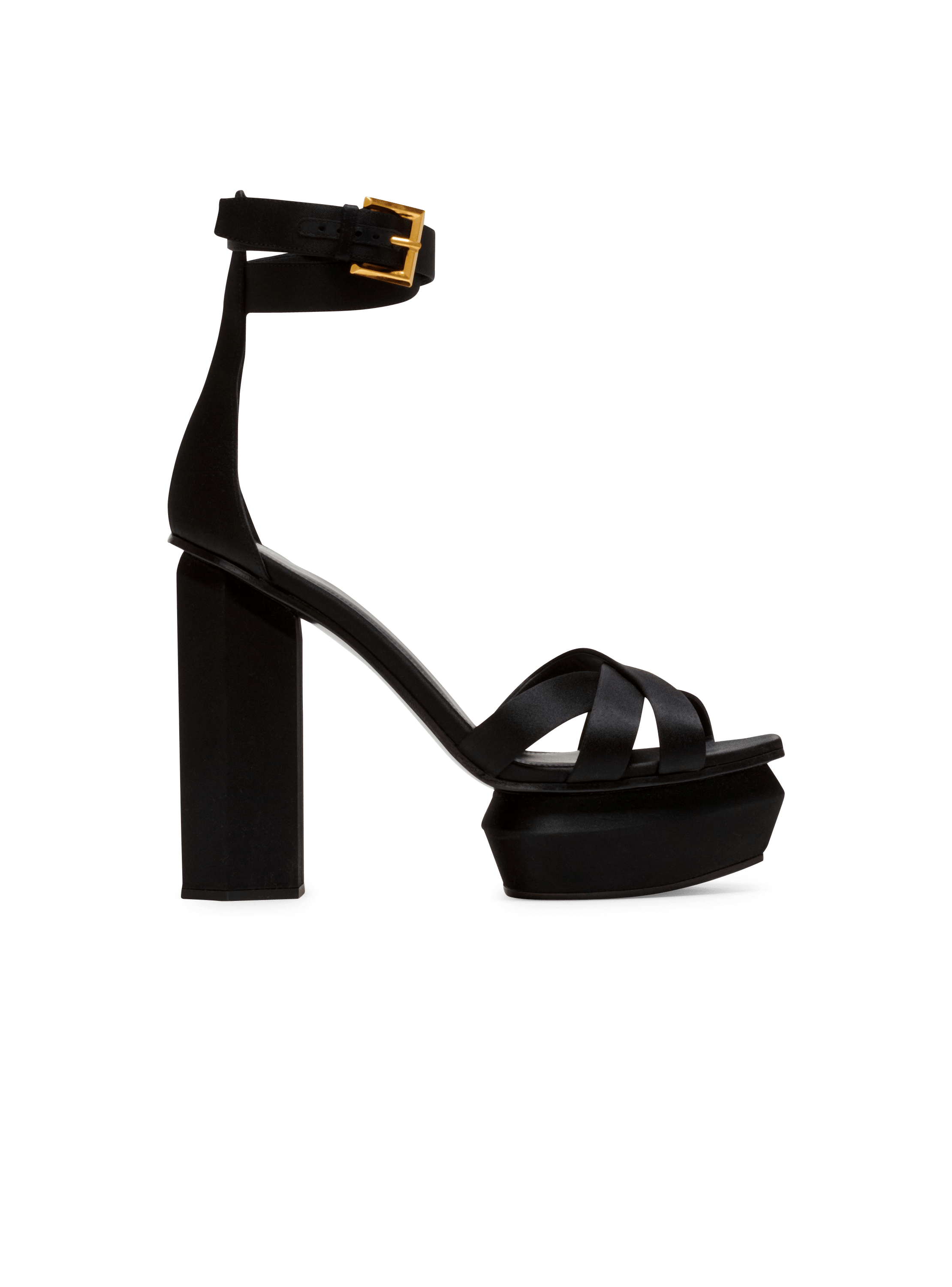 Sandalias de plataforma Ava de satén, negro, hi-res