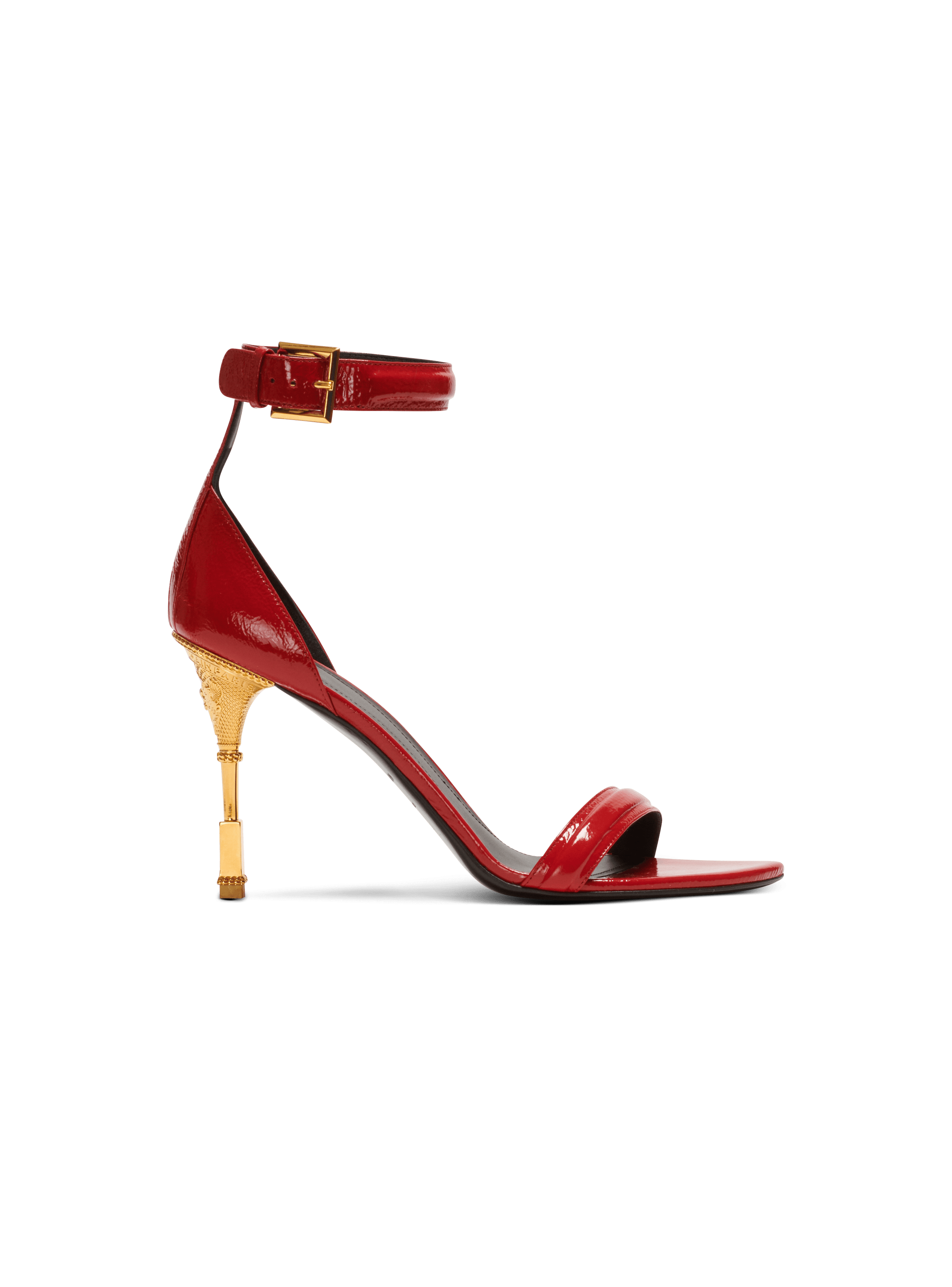 Louis Vuitton Red Patent Leather Peep Toe Sandals Size 39 For Sale