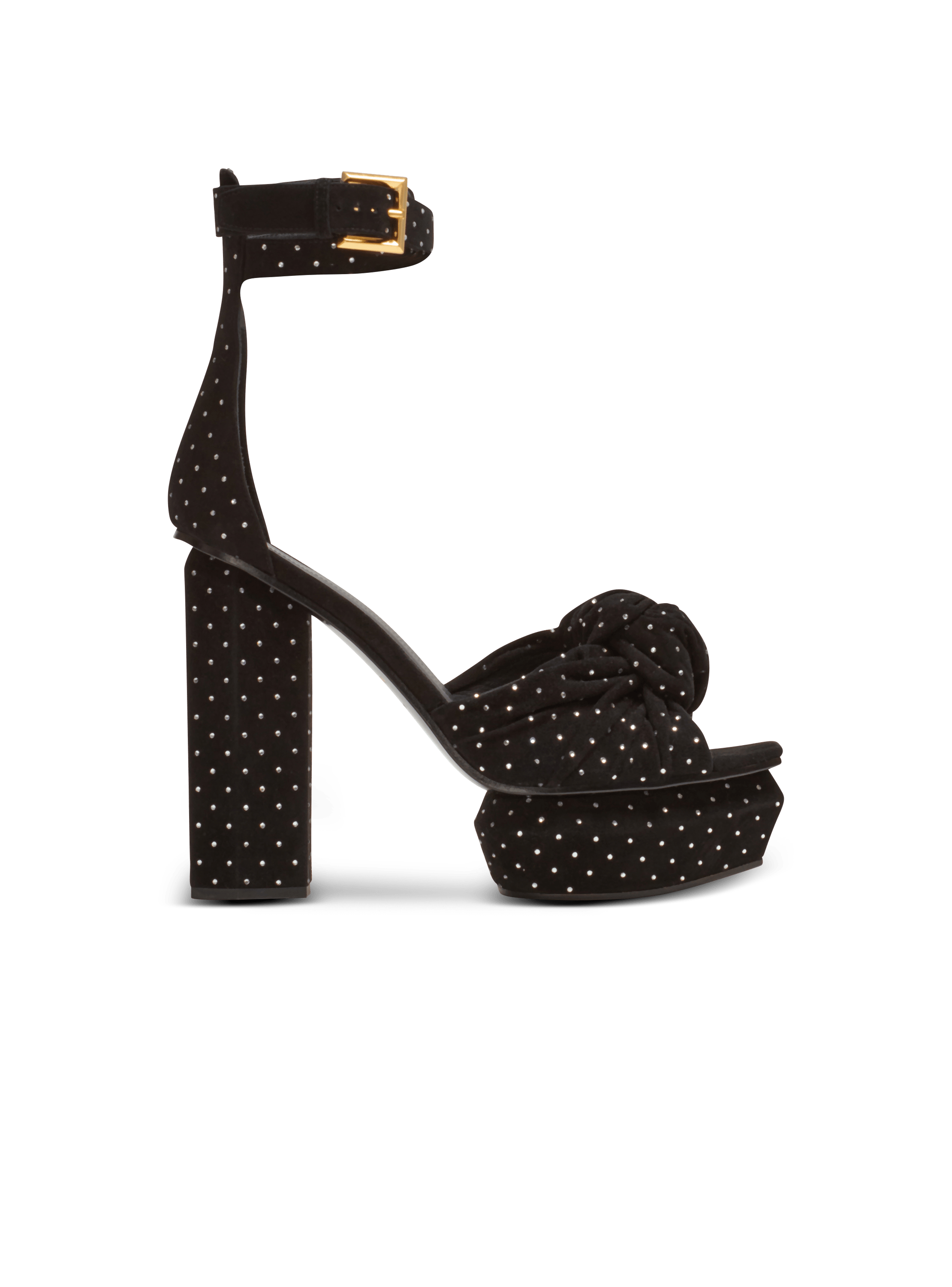 Black High Wedge Flip Flops with Crystal Straps