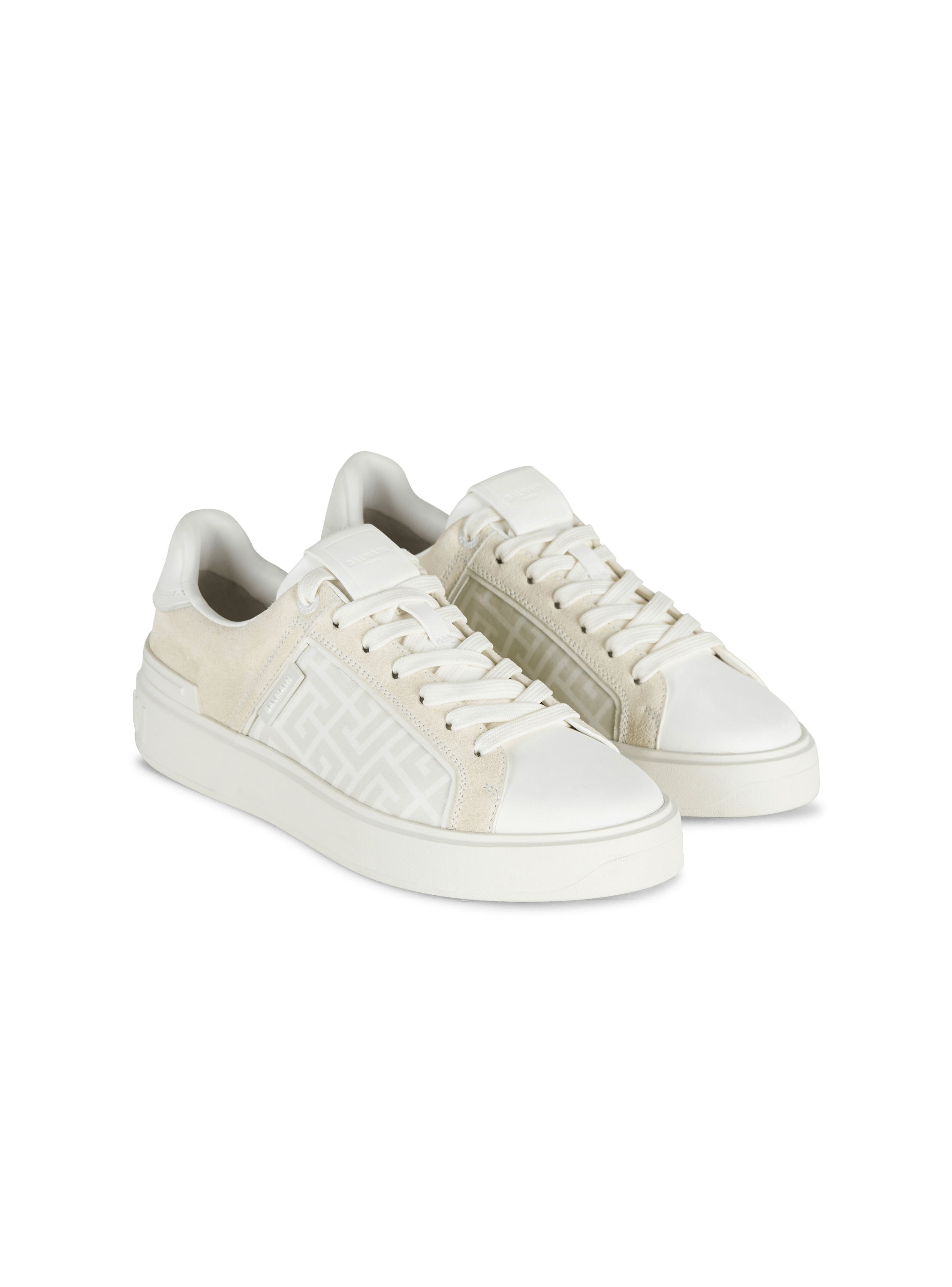 B Court monogrammed nylon and leather sneakers Women BALMAIN