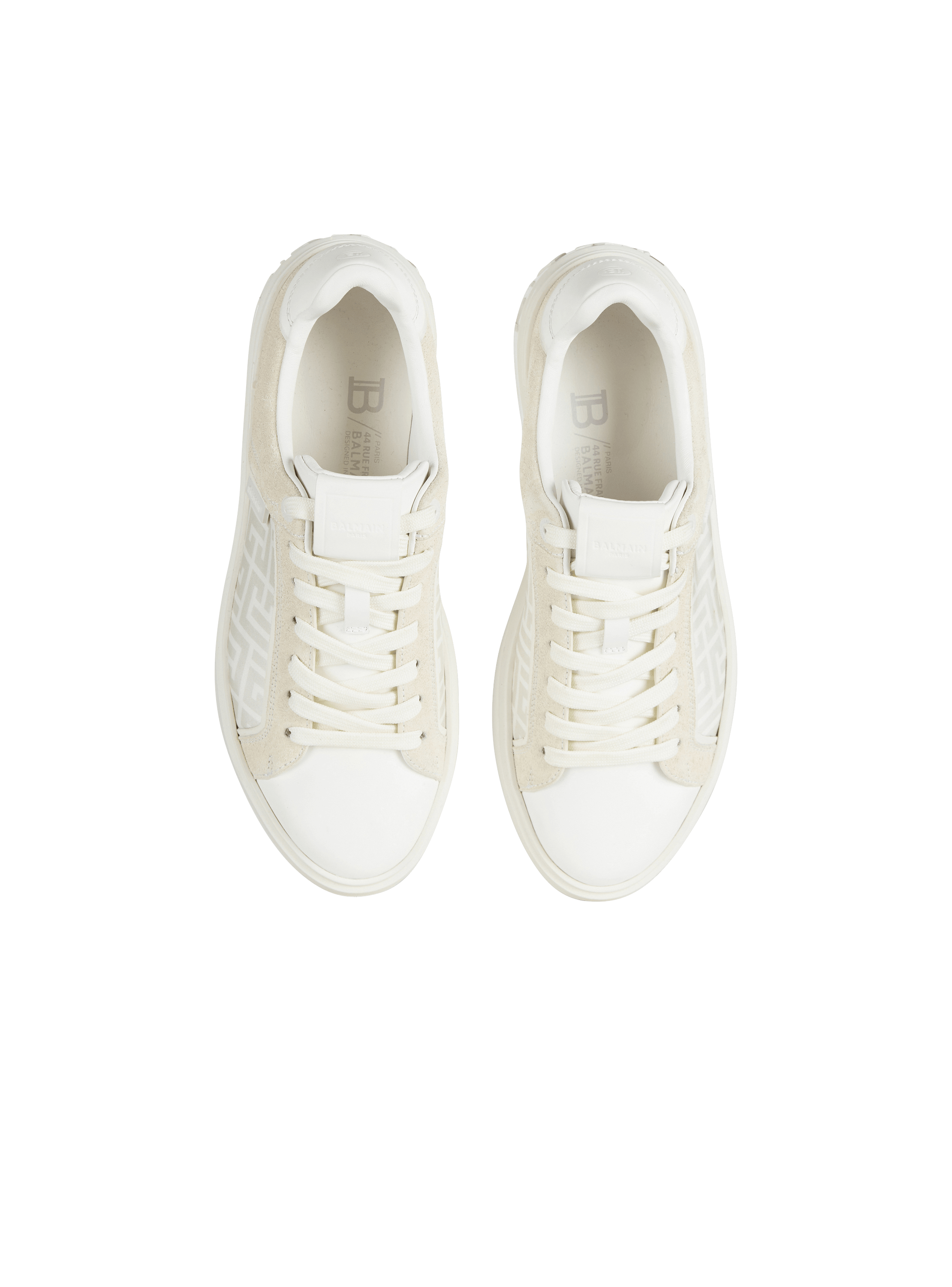 B-Court monogrammed nylon and leather trainers