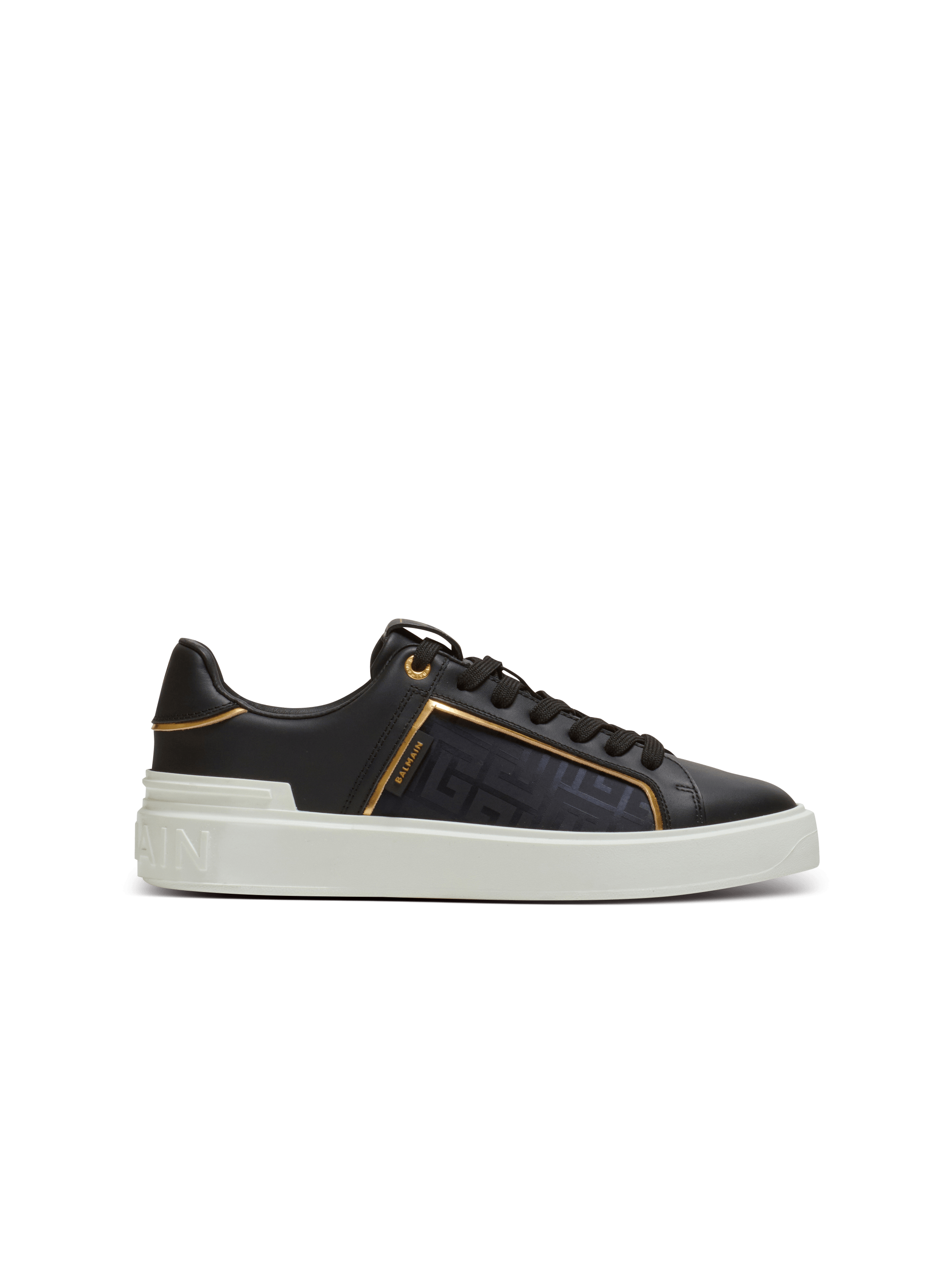 Sneakers B-Court aus Leder und Monogramm-Nylon, schwarz, hi-res