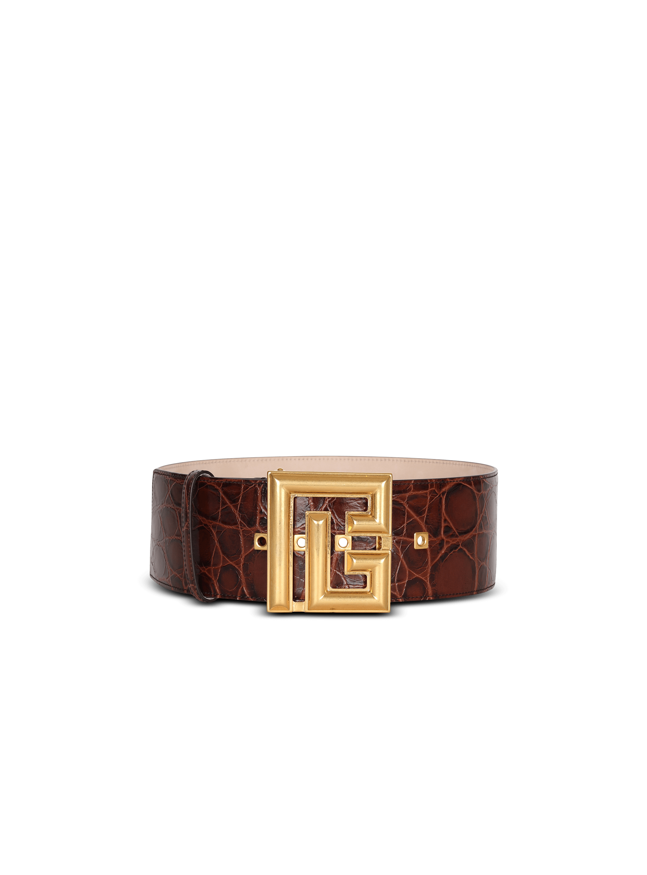 P-Belt in crocodile-print leather
