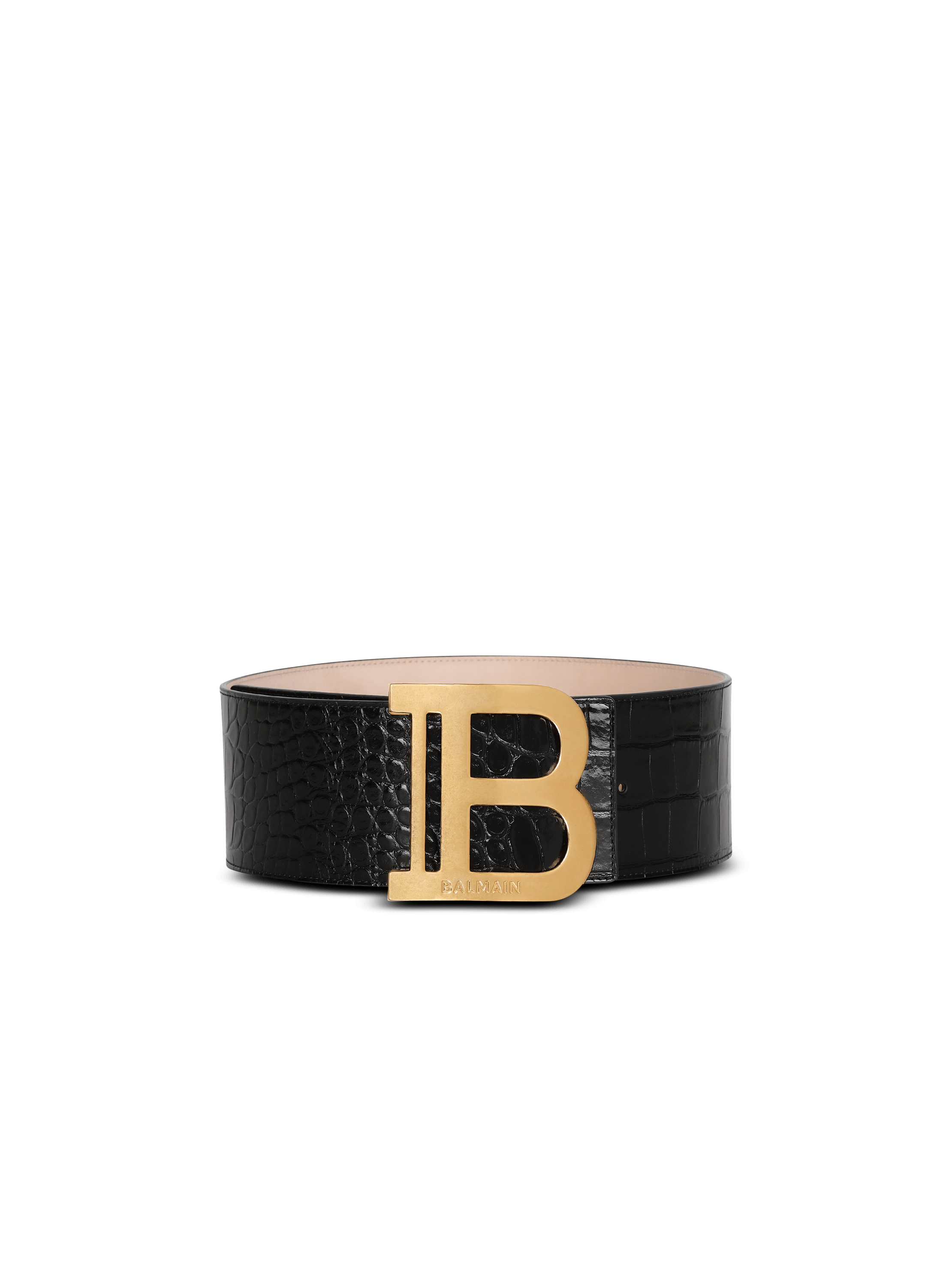 B-Belt in crocodile-print leather