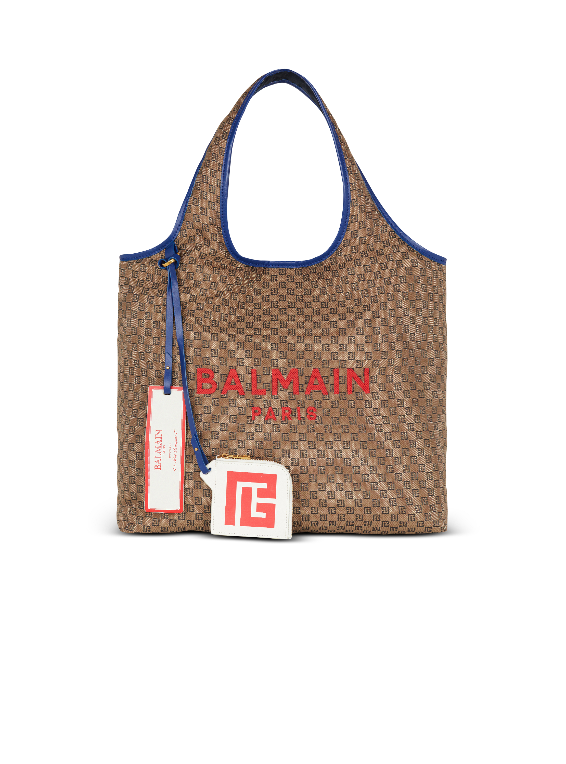 Bolsa tipo "grocery bag" de lona con monograma y piel suave