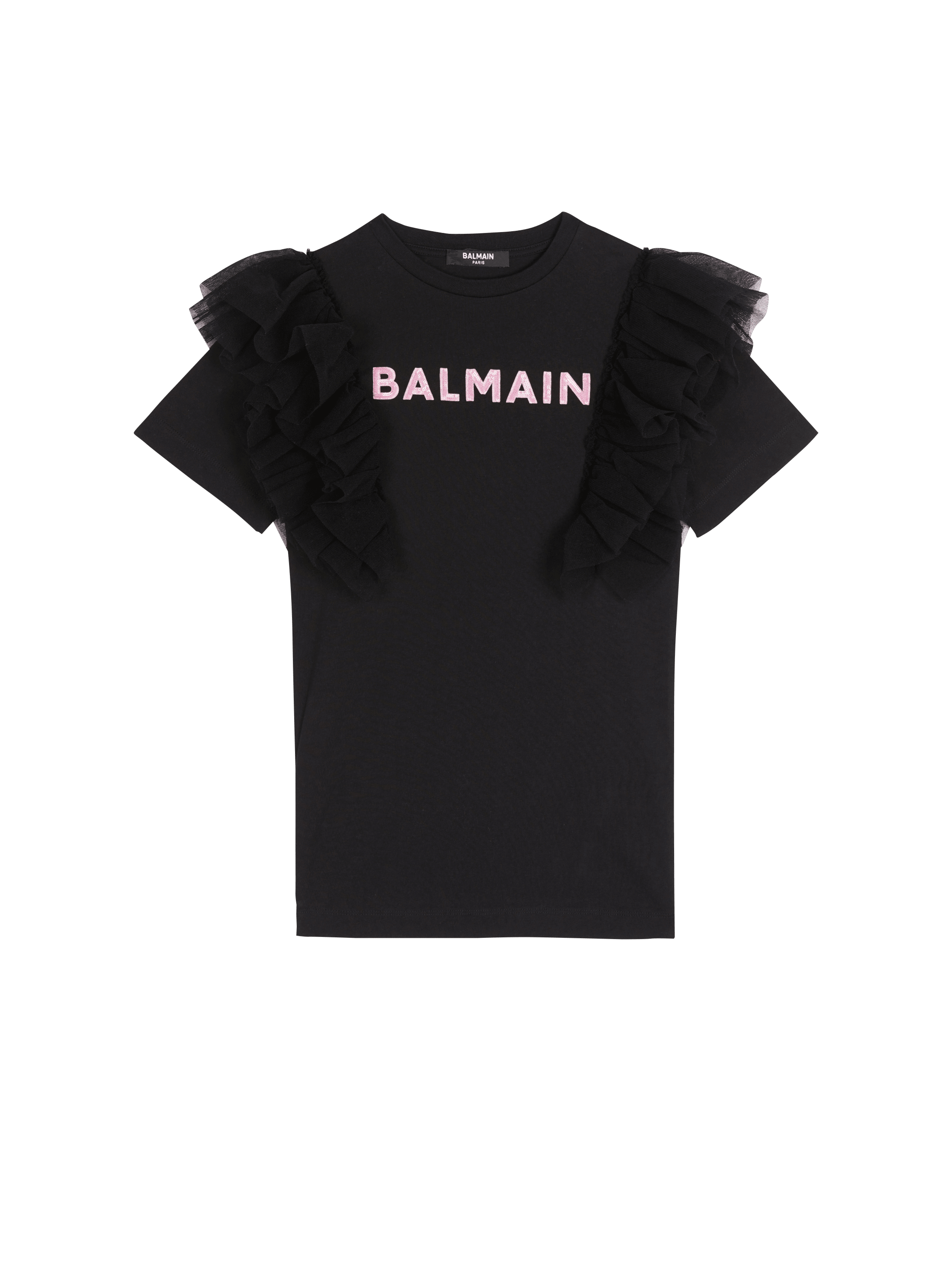 Vestido de algodón con logotipo de Balmain