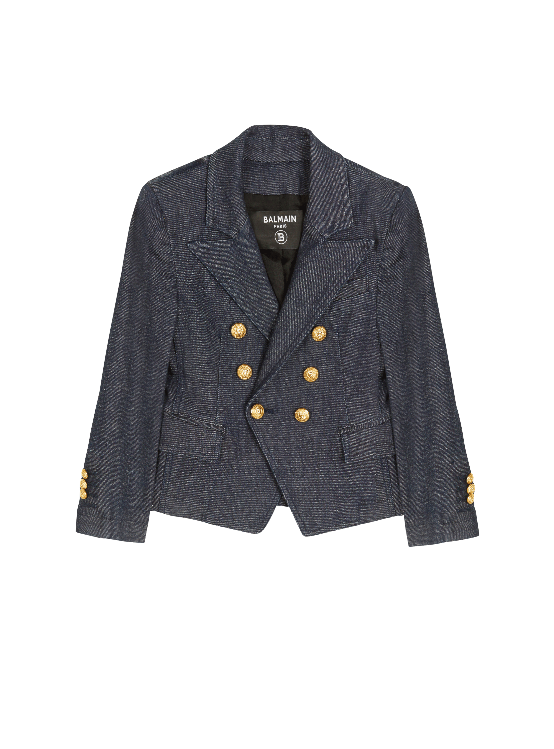 Women's double breasted denim on sale jacket