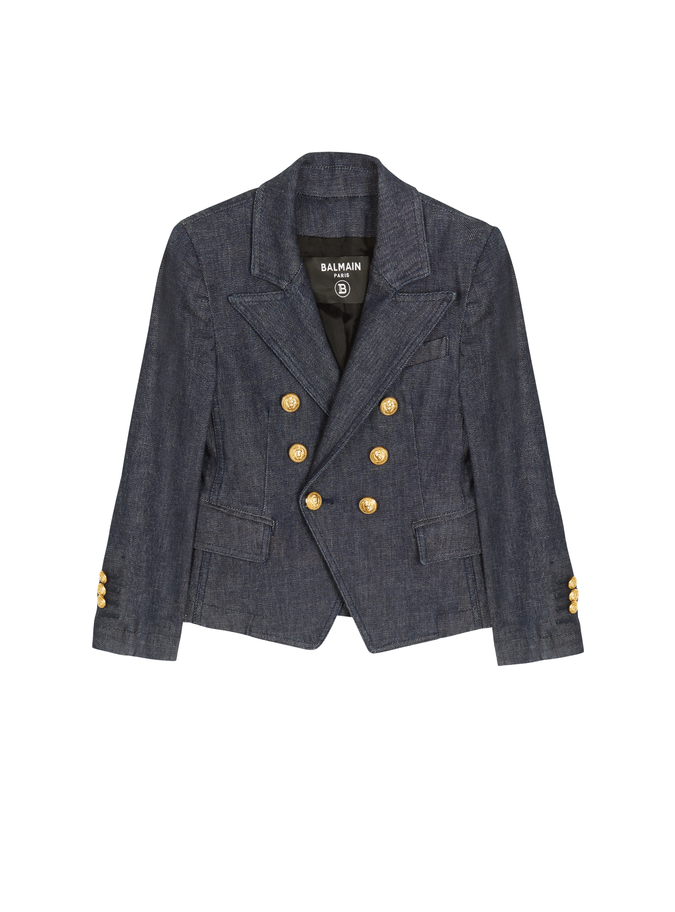 Double-breasted denim jacket