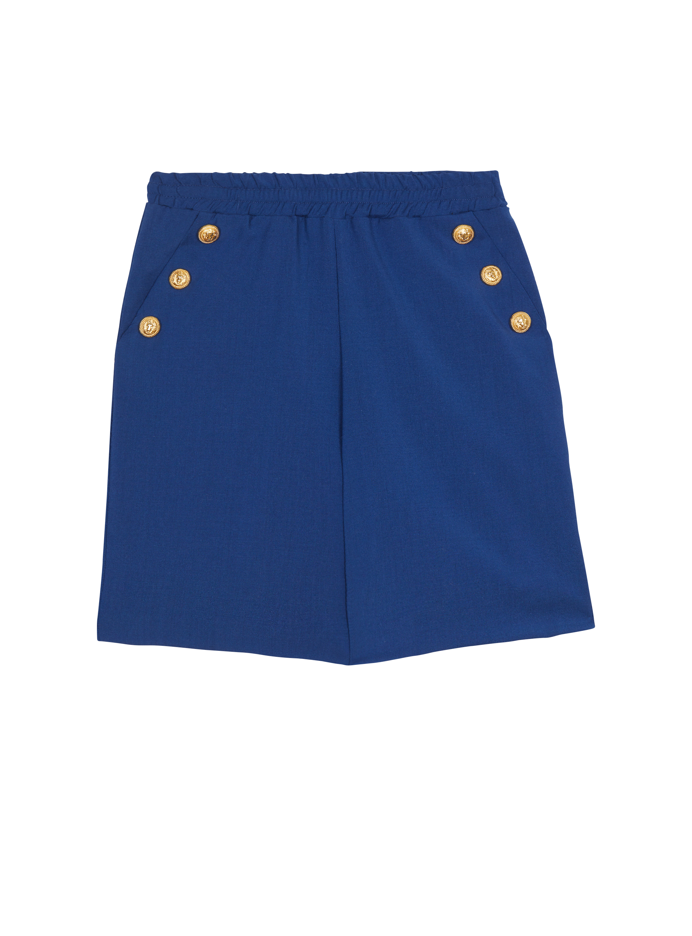 Wool shorts with embossed buttons