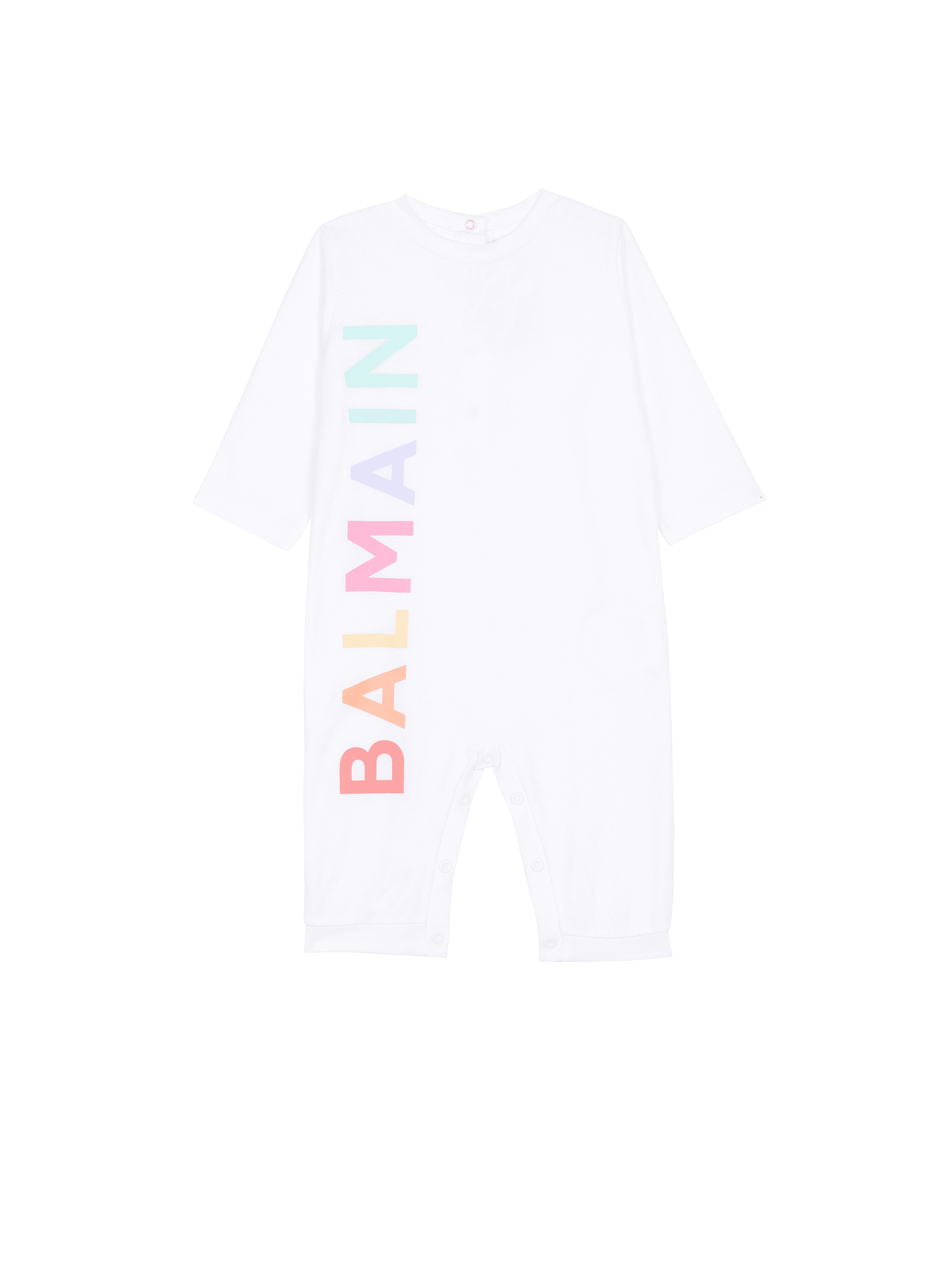 Cotton baby bodysuit with Balmain logo, white, hi-res