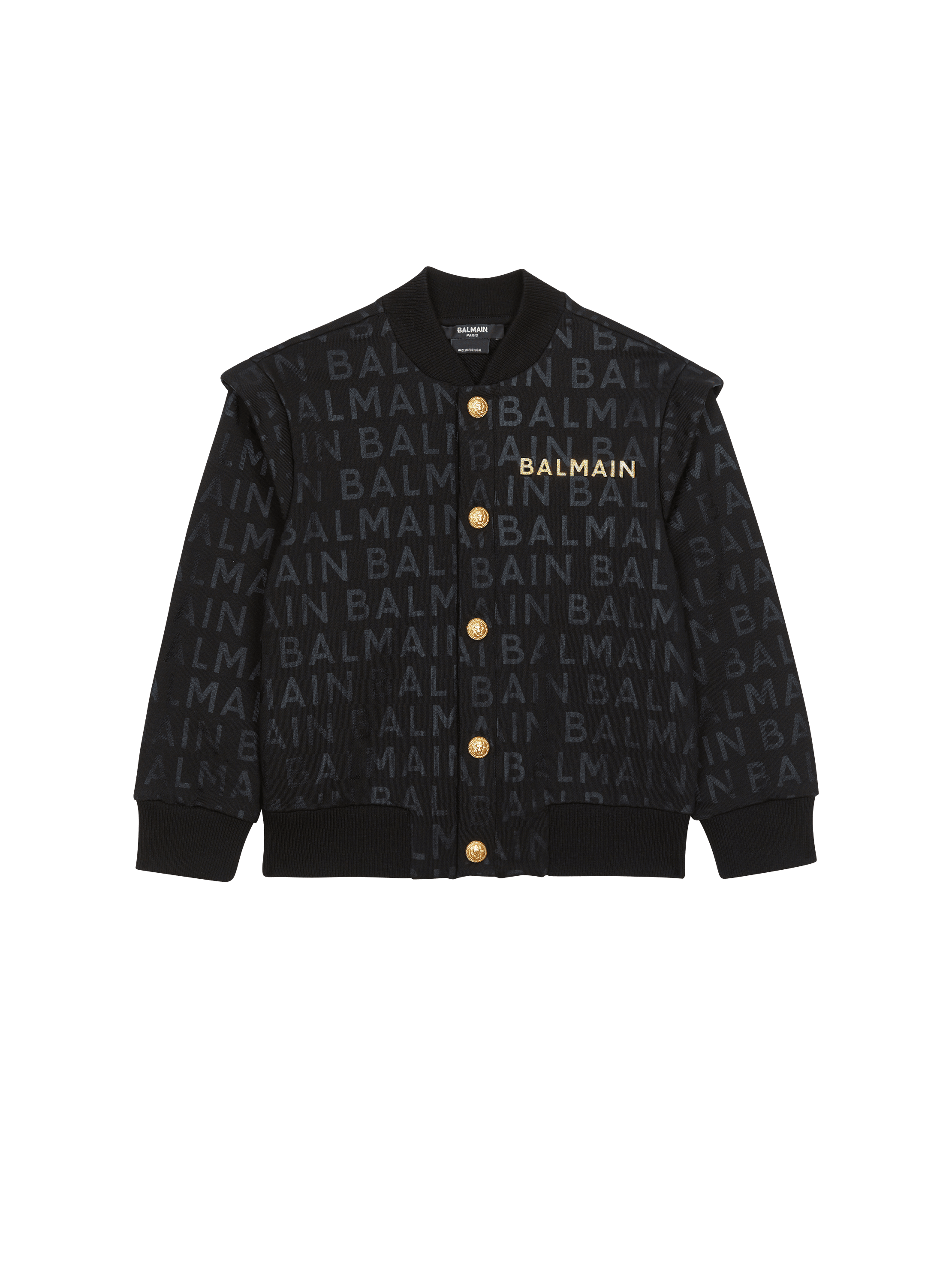 Balmain Black Monogram Shearling Jacket