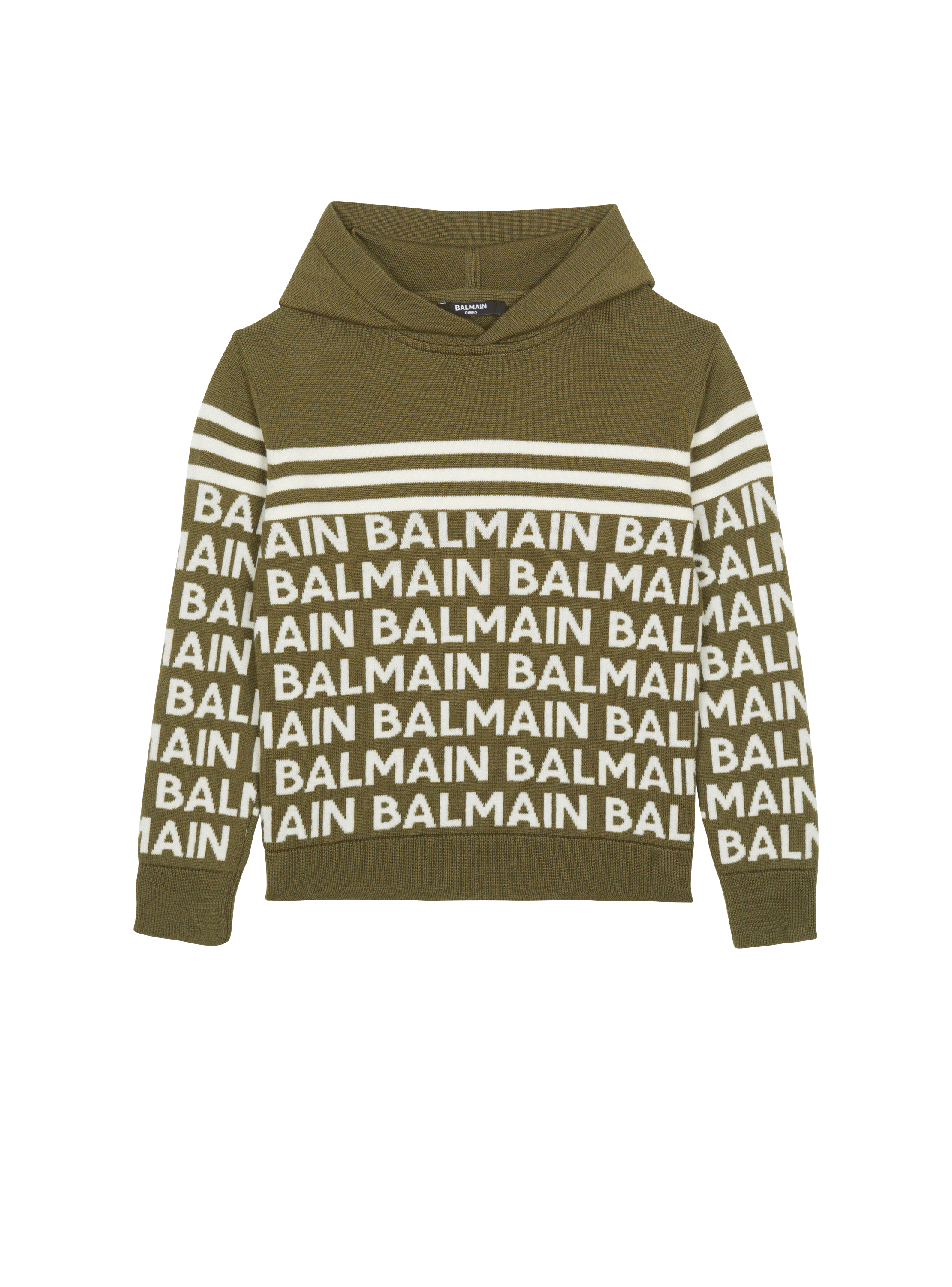 Fein gestrickter Balmain Kapuzenpullover