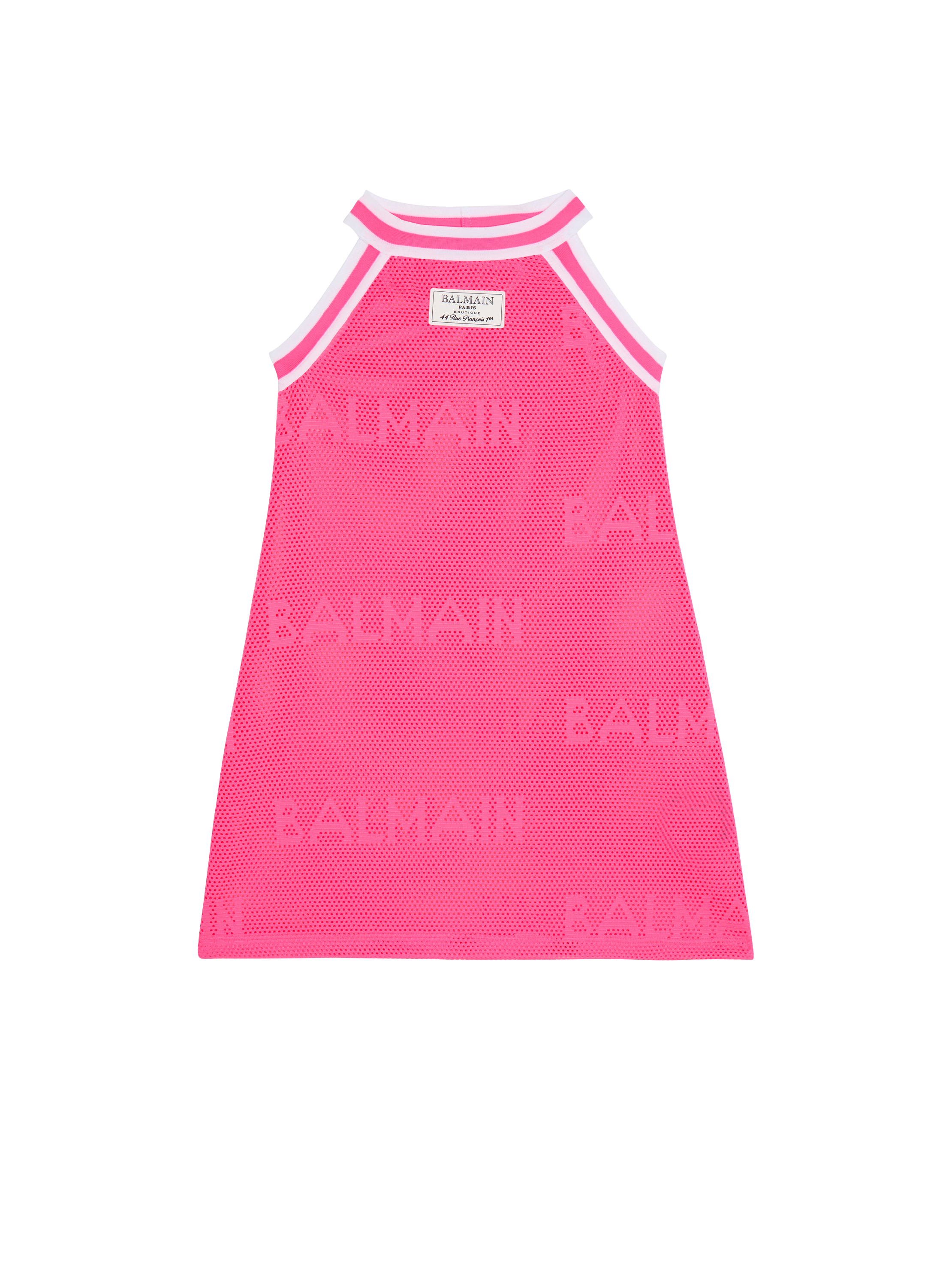 Balmain Kids logo-print belted dress - White