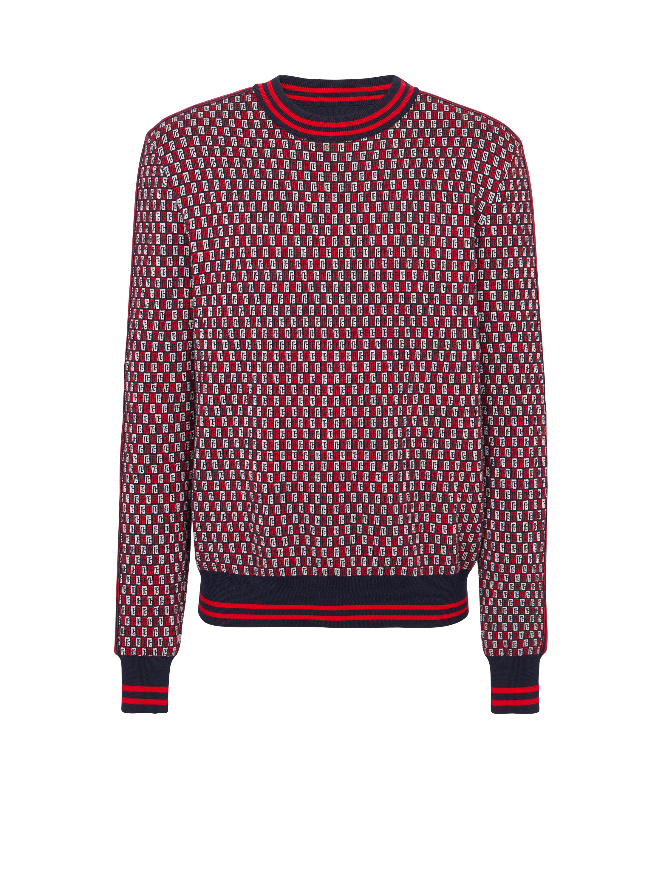 Balmain Wool Sweater with Jacquard Pattern