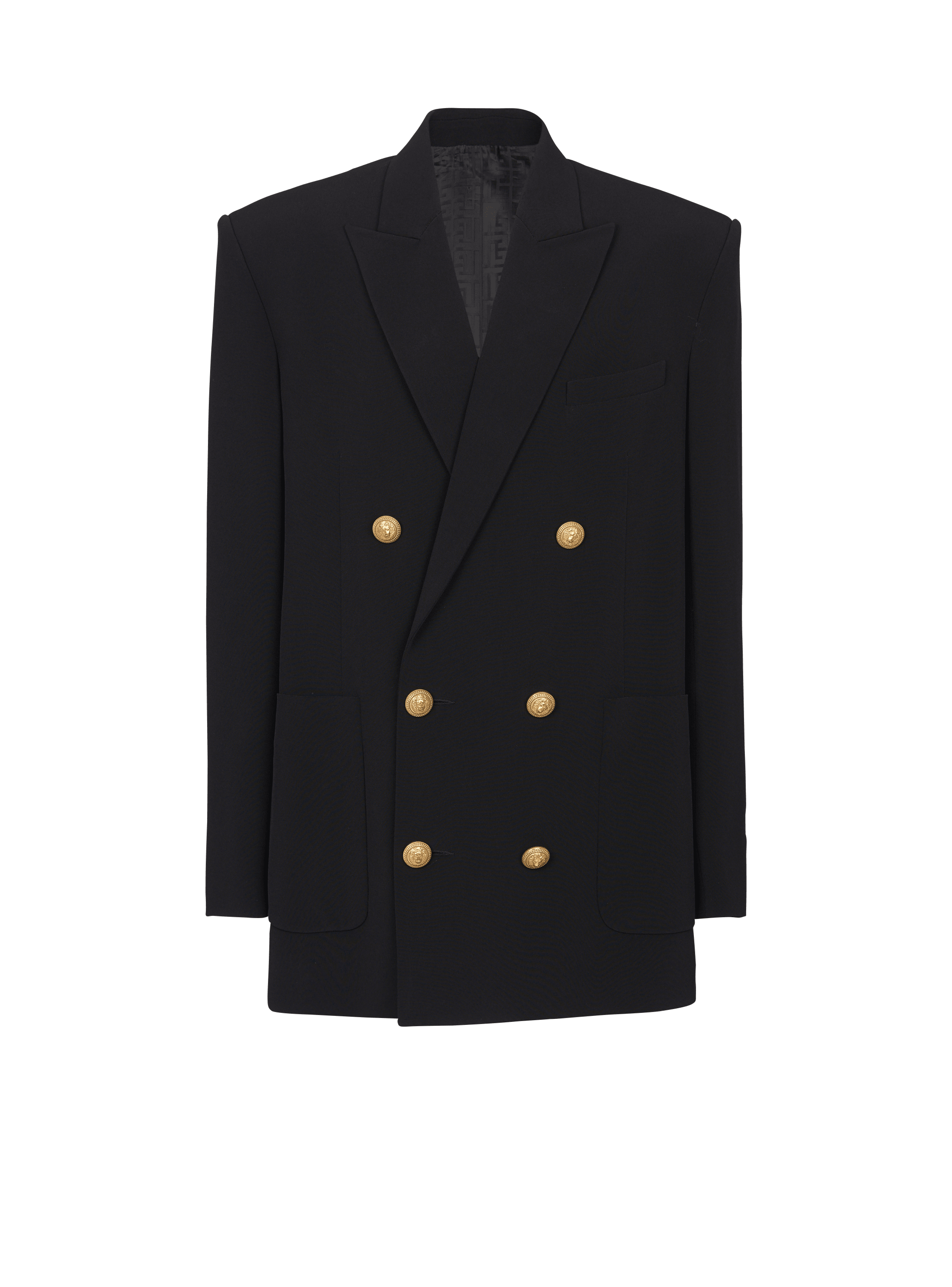 Crepe jacket with double-breasted button fastening